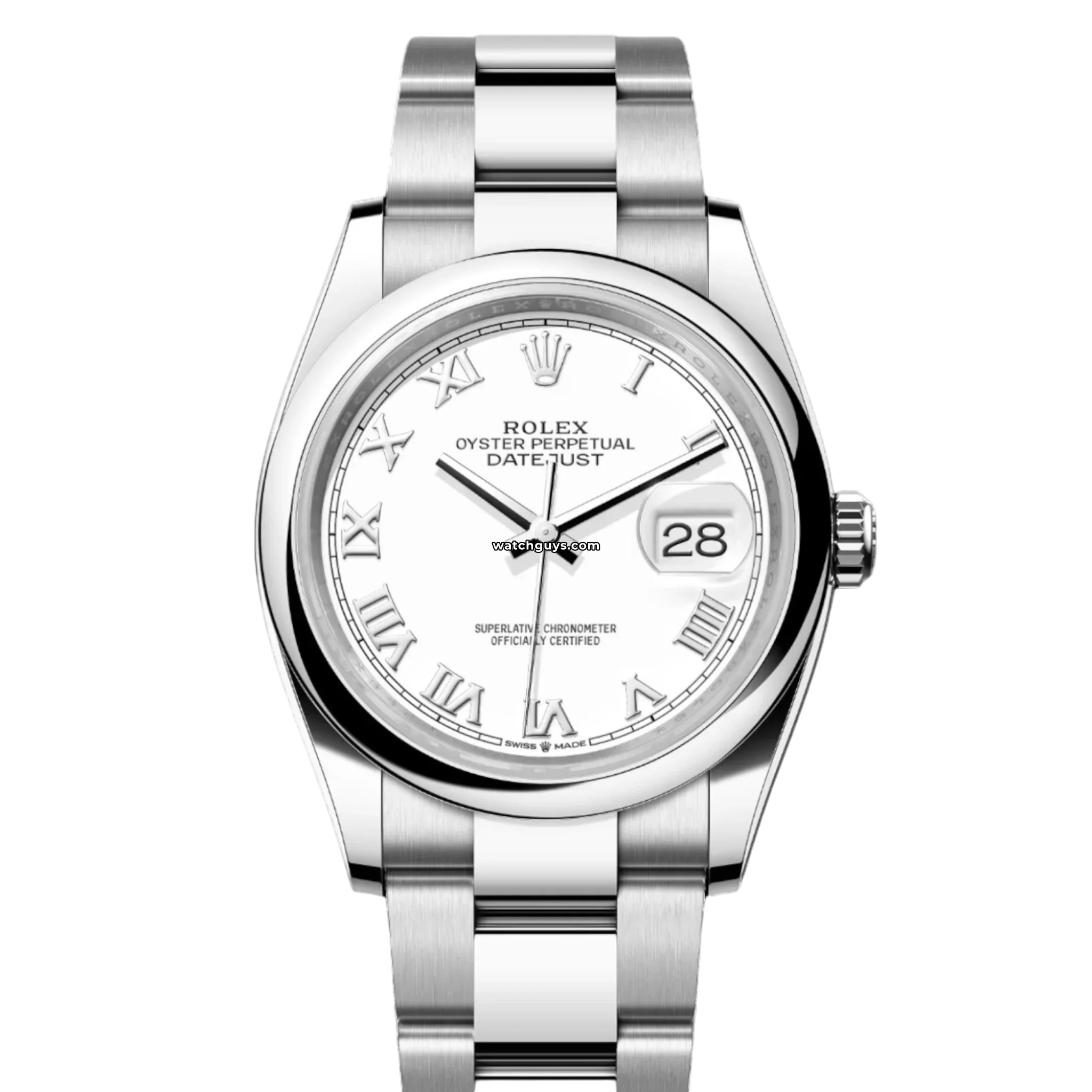 Rolex Datejust 126200 Stainless Steel Watch with White Dial & Roman Numerals - Perfect for Business, Formal Events & Luxury Gift Giving