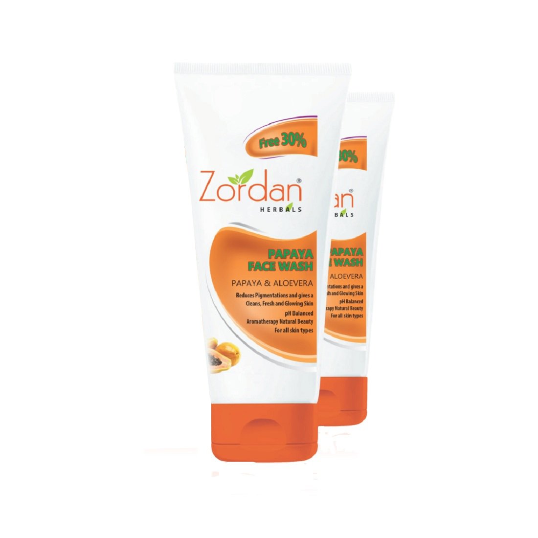 ZORDAN Papaya Face Wash for Acne & Brightening - 120ml x 2 Pack - Gentle Cleanser for Oily & Sensitive Skin - Daily Skincare Routine & Travel Essential