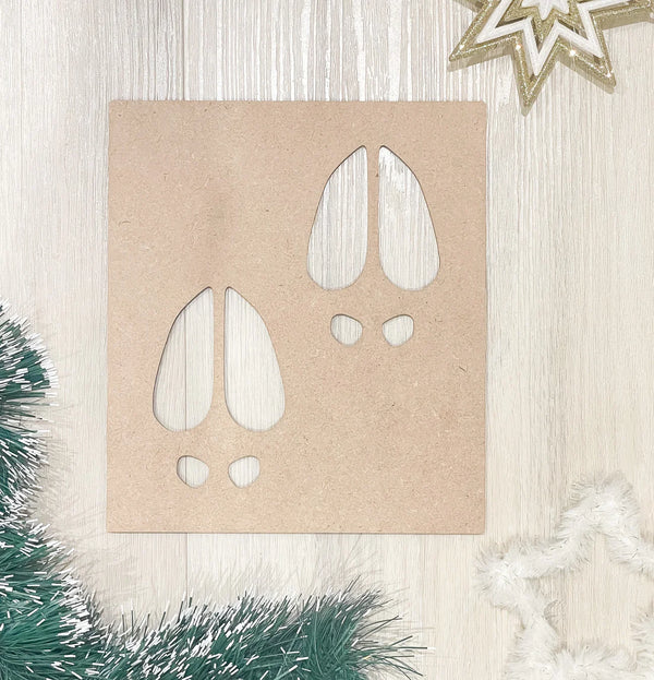 Santa's Reindeer Footprint Stencil for Christmas Crafts - DIY Holiday Decorations, Gift Wrapping, and Festive Home Decor