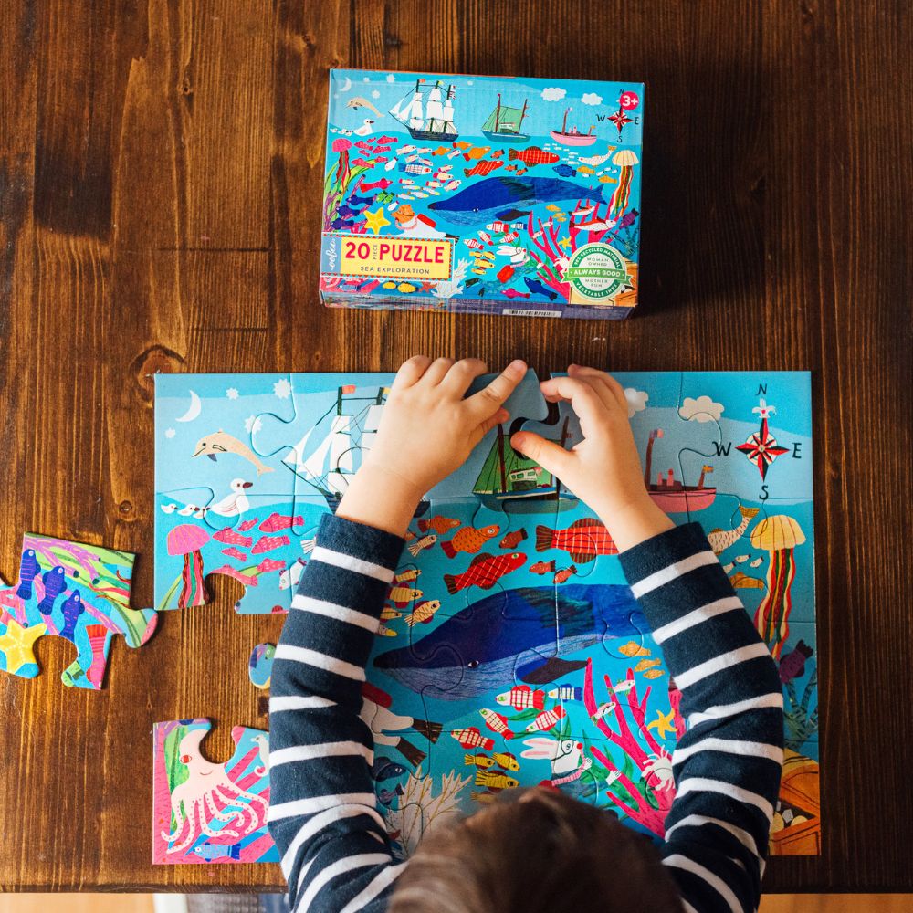 eeBoo Sea Exploration 20-Piece Jigsaw Puzzle for Kids | Ocean Animal Learning Toy | Perfect for Preschool Education & Family Game Night