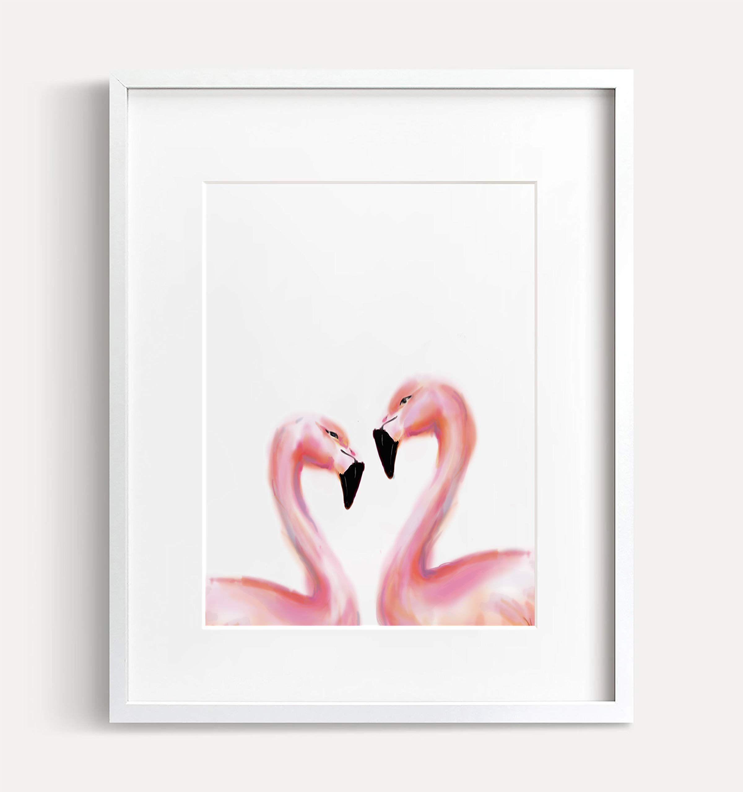 Pink Flamingo In Love Art Print - Romantic Home Decor Wall Art for Wedding, Anniversary & Housewarming Gifts - Signed by Artist, UNFRAMED - Perfect for Bedroom, Living Room & Office Decor