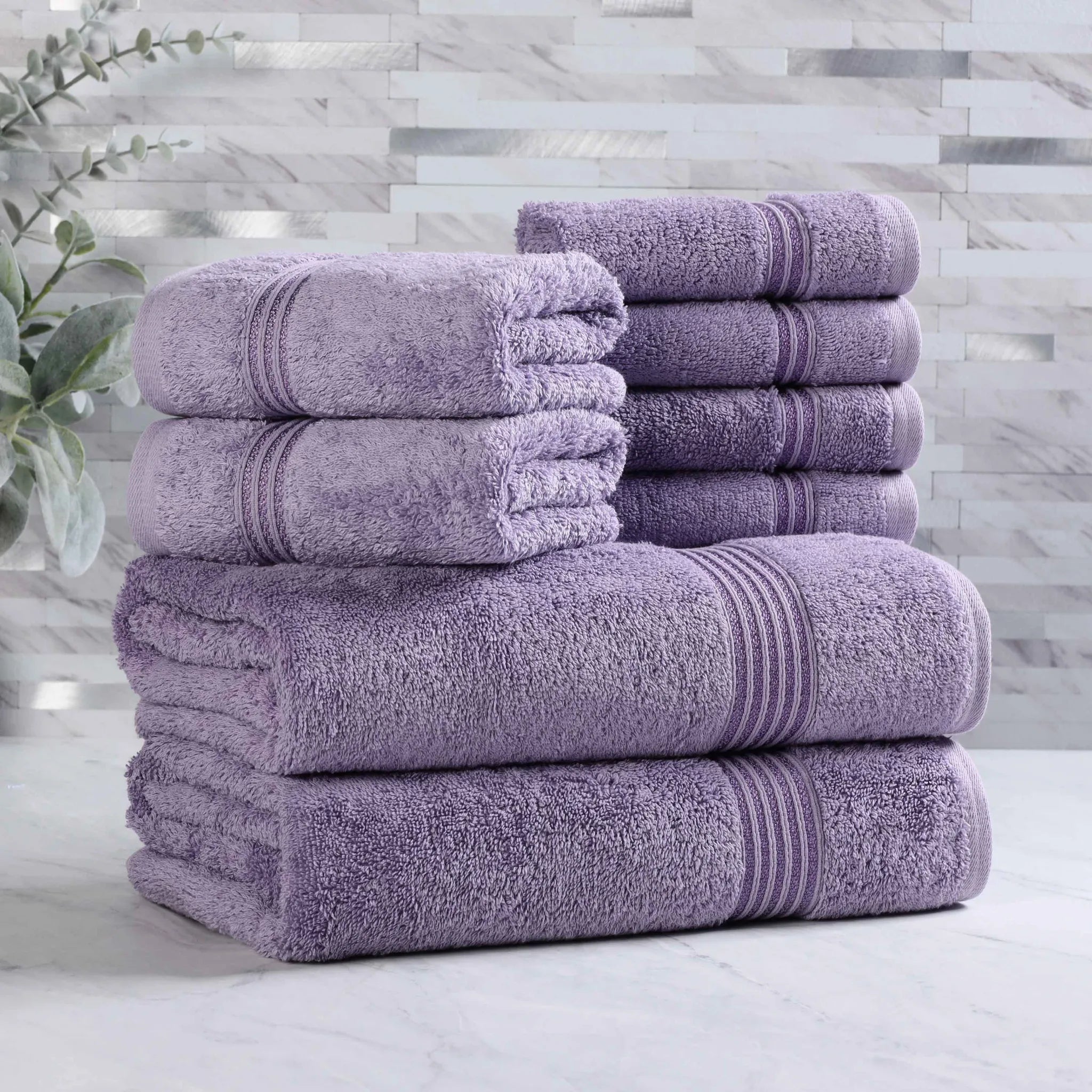 Premium Heritage Egyptian Cotton Plush Heavyweight 8-Piece Bath Towel Set - Ultra Soft & Absorbent for Spa, Luxury Hotel & Home Bathroom Use
