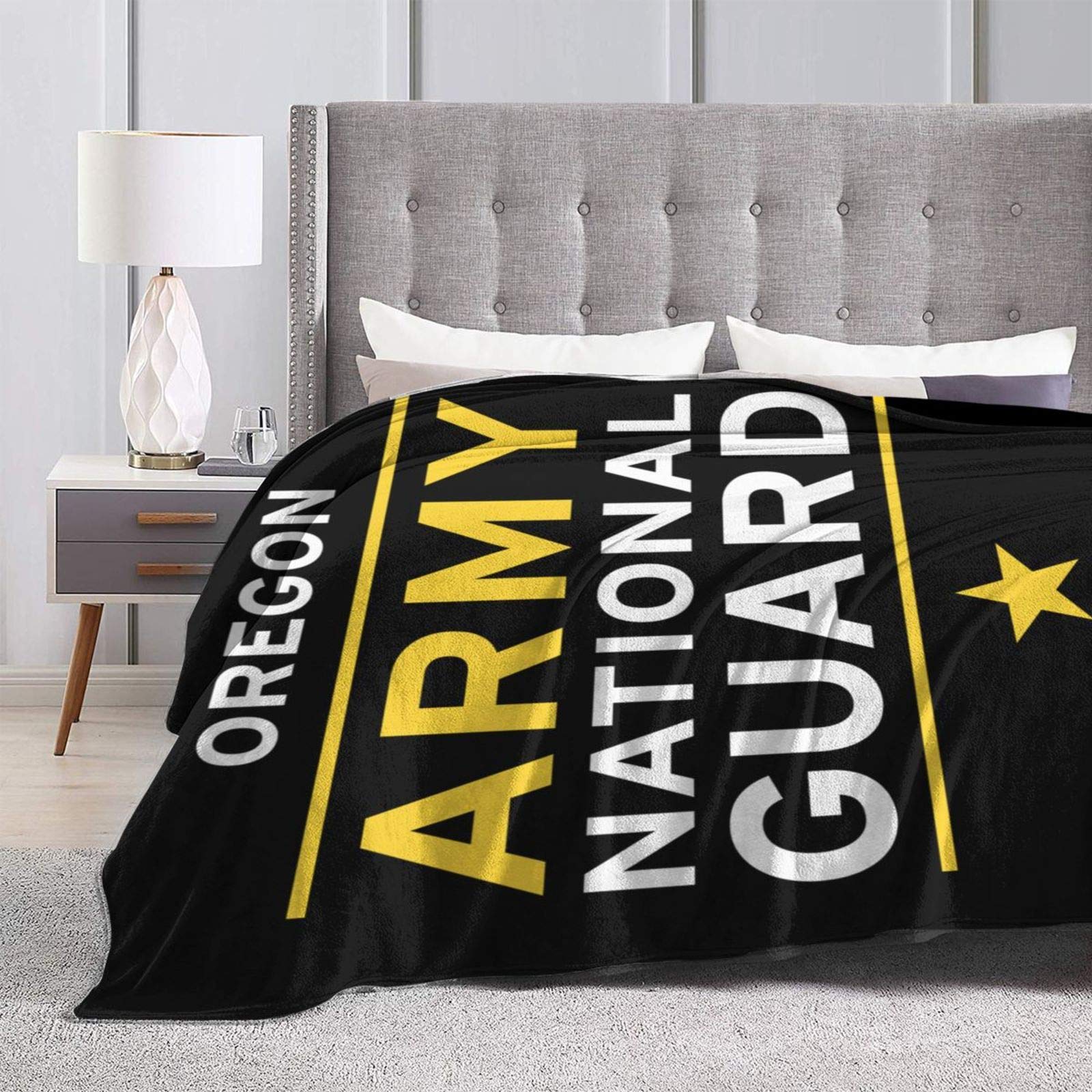 Oregon Army National Guard Throw Blanket - Ultra Soft Micro Fleece Blanket for Bed, Couch & Living Room - 50x40 Inches - Perfect for Movie Nights, Camping & Military Home Decor