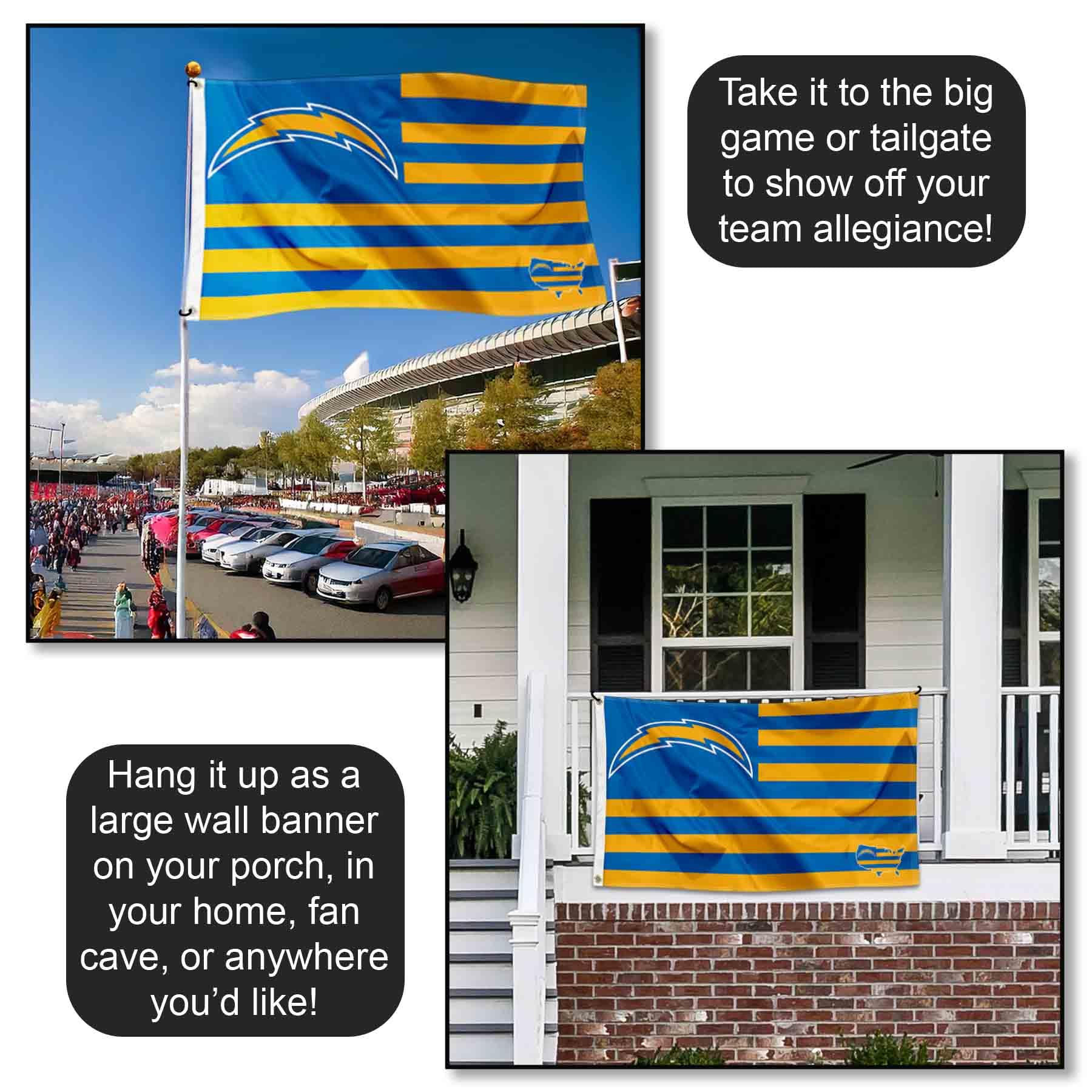 WinCraft Los Angeles Chargers 3x5 Feet American Flag with Grommets - Perfect for NFL Tailgating, Home Decor & Outdoor Sports Events