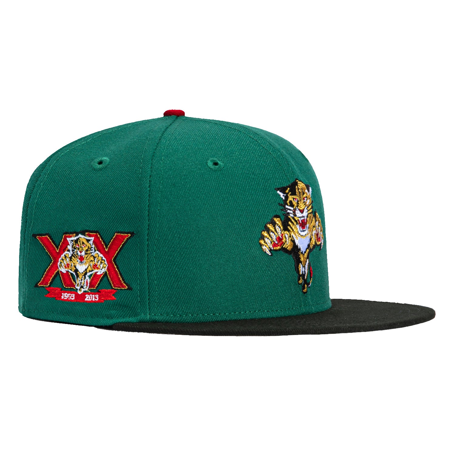 New Era 59Fifty Florida Panthers 20th Anniversary Patch Snapback Hat - Green, Black & Metallic Gold - Official NHL Hockey Cap for Men & Women - Perfect for Games, Collecting & Fan Apparel