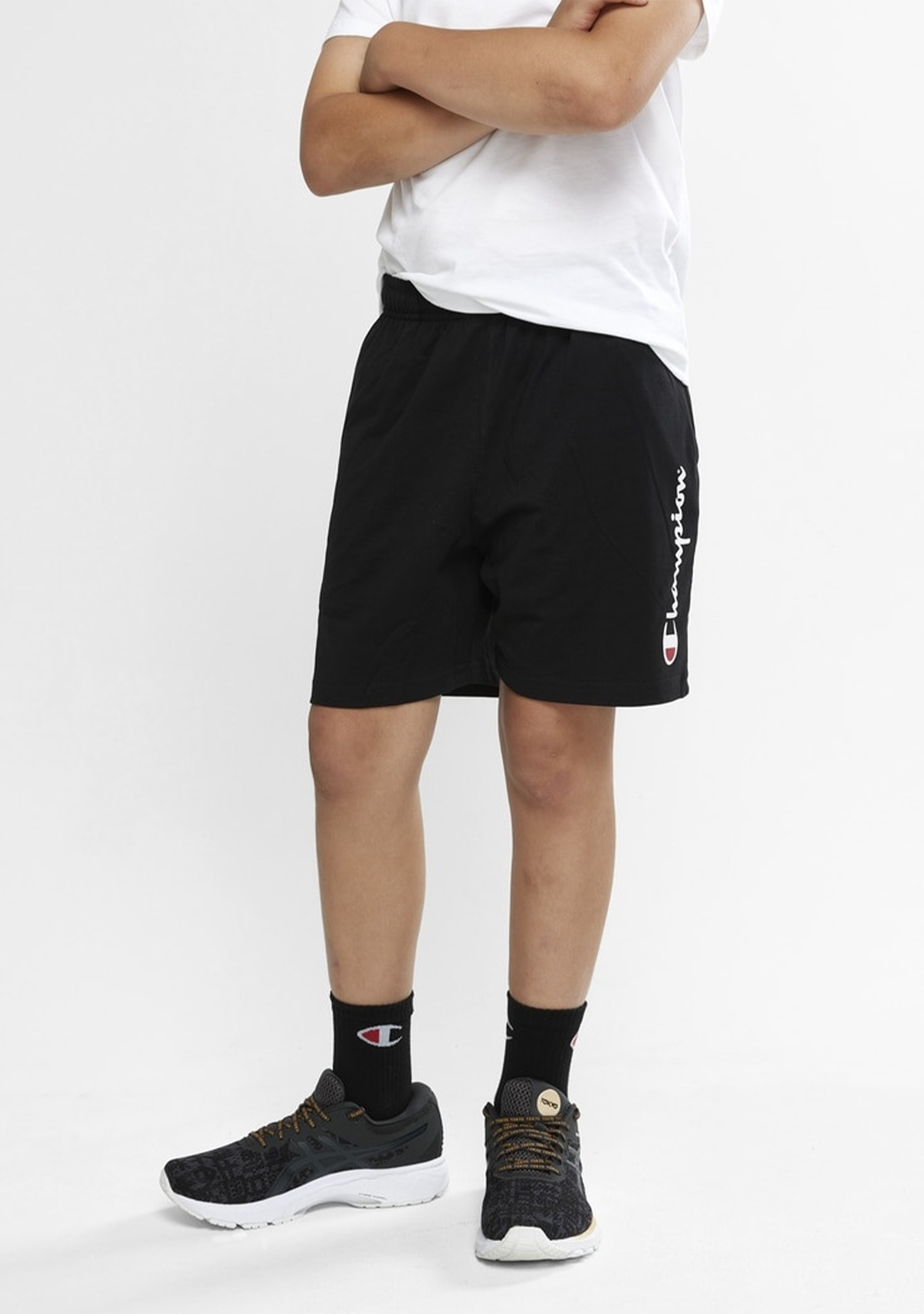Champion Junior Script Jersey Shorts for Boys & Girls - Comfortable Black Athletic Shorts for Running, Gym, and Casual Wear