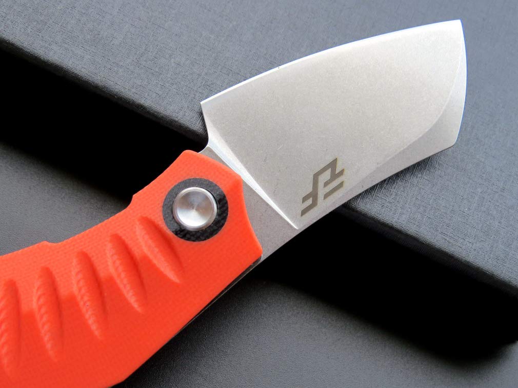 Eafengrow EF85 Folding Pocket Knife - D2 Steel Blade with Stone Wash Finish, G10 Handle, Ball Bearing Flipper & Clip - Perfect for Outdoor Camping, Survival & Everyday Carry (EDC) - Orange