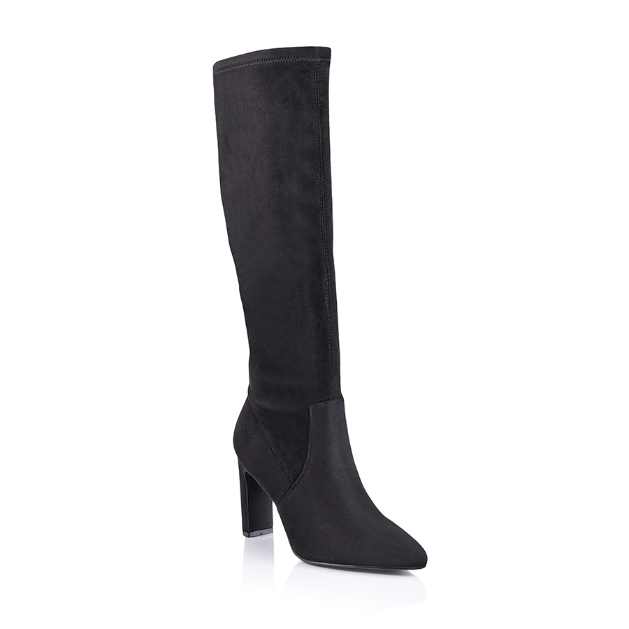 Effy Women's Knee High Boots - Black Micro Suede Fashion Boots for Winter, Fall & Casual Outfits | Comfortable & Stylish Ankle Booties for Work, Date Night & Everyday Wear