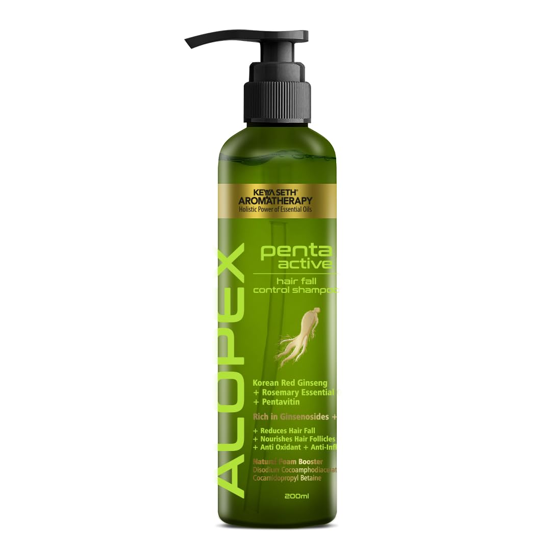 Keya Seth Aromatherapy Alopex Penta Active Hair Fall Control Shampoo with Biotin & Pro-Vitamin B5 - Stimulates Hair Growth & Reduces Hair Loss for Men & Women - Perfect for Thinning Hair & Scalp Care - Daily Use for Healthier, Stronger Hair