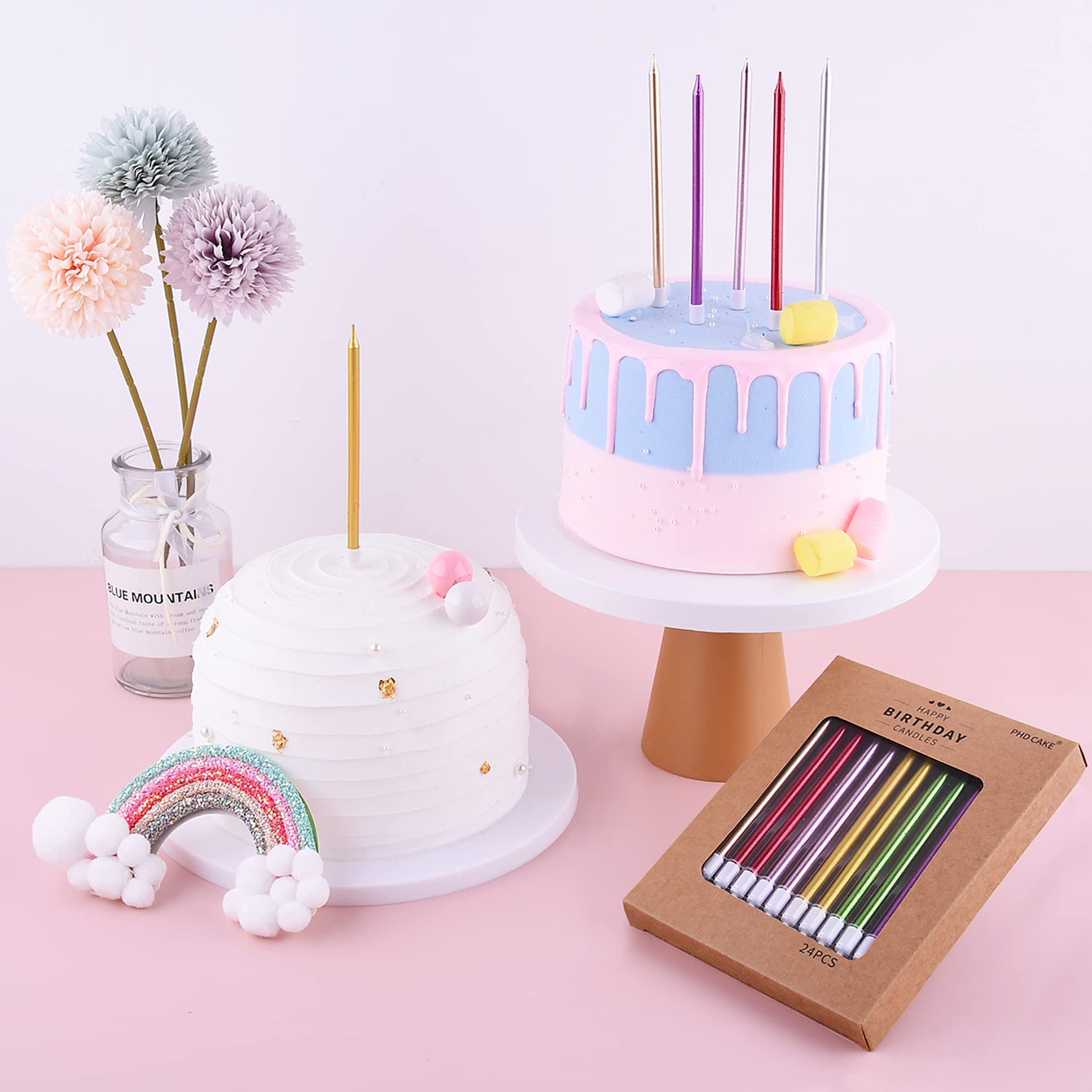 Rose Gold Thin Birthday Candles for Cakes & Weddings