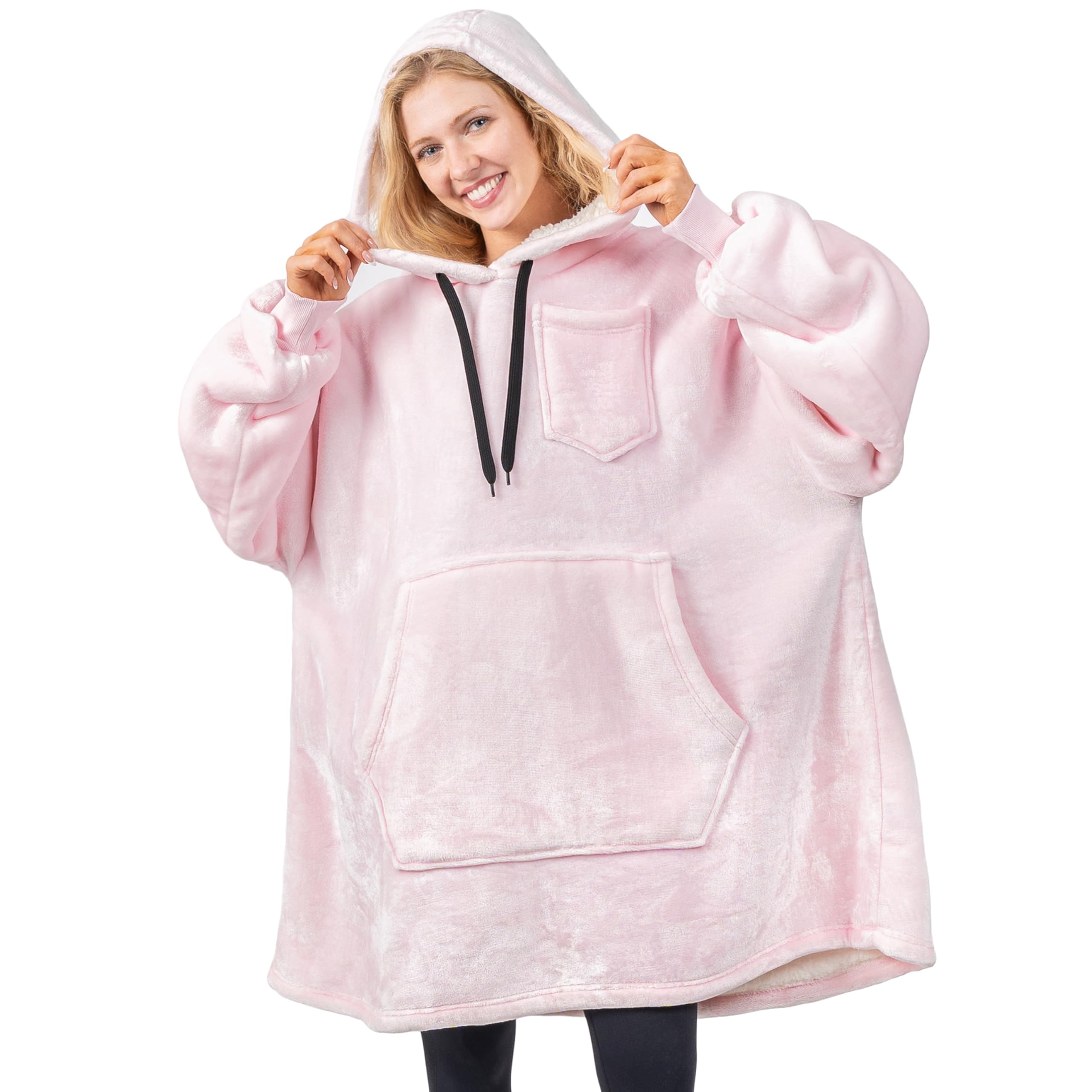 PAVILIA Women's Sherpa Wearable Blanket Hoodie - Oversized Cozy Fleece Sweatshirt Blanket with Hood for Men & Women | Perfect for Lounging, Netflix Nights & Outdoor Camping