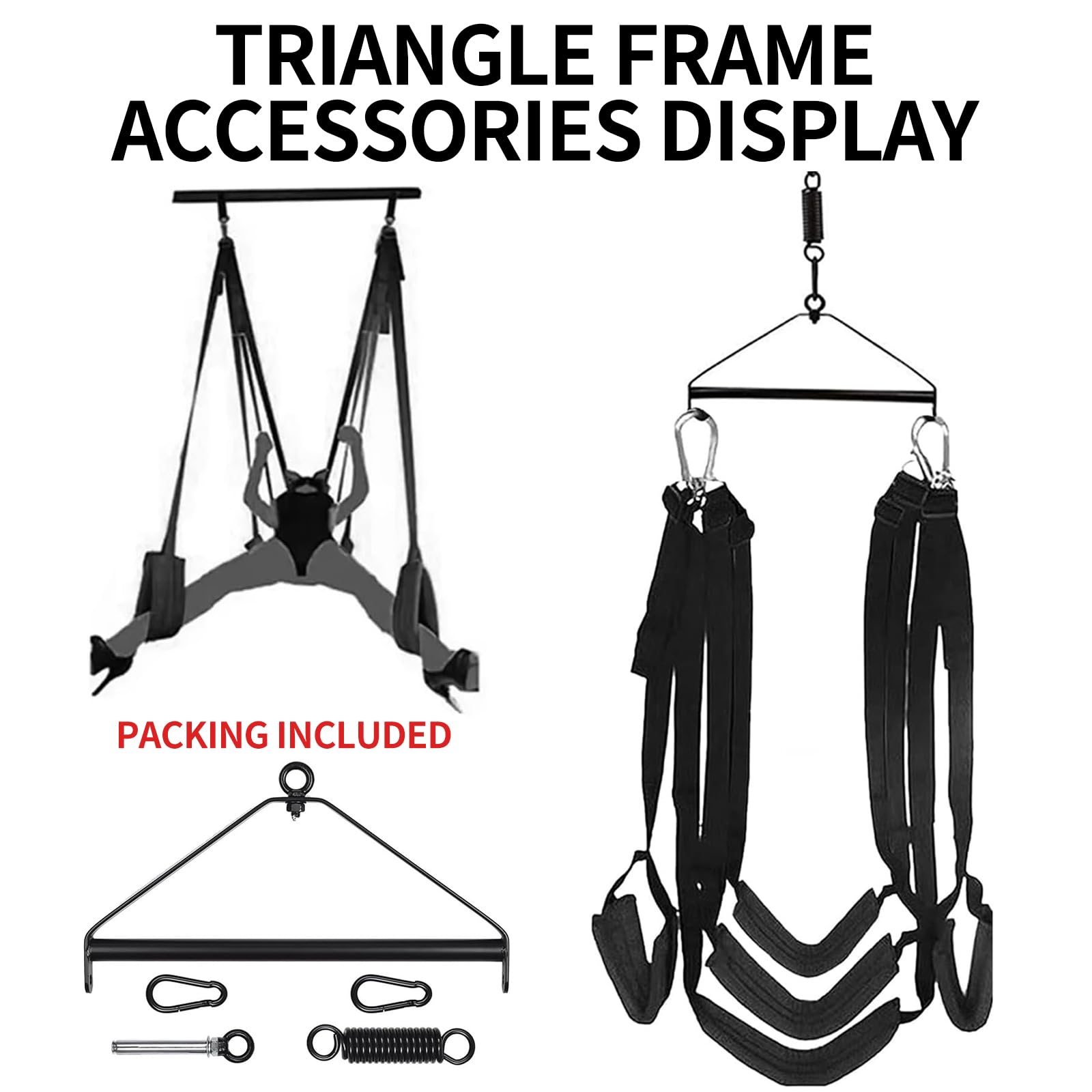 Premium 360-Degree Spinning BDSM Sex Swing for Couples - Heavy Duty Steel Triangle Frame with Comfortable Widened Pads, Supports Up to 800 lbs - Perfect for Indoor Bondage Play & Spice Up Your Bedroom Life