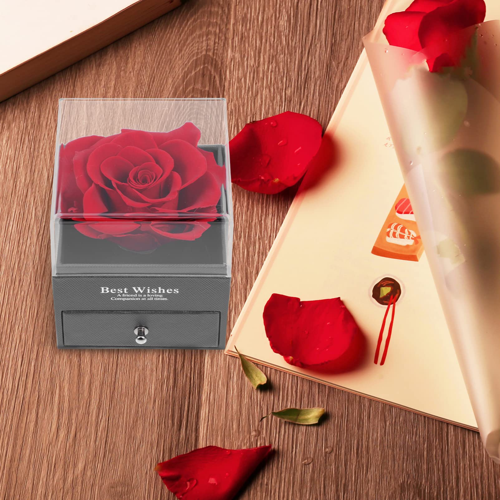 Premium Glass Jewelry Box with Preserved Real Rose - Elegant Gift for Women, Mom, Wife, Girlfriend | Perfect for Mother's Day, Valentine's Day, Anniversary, Christmas & Birthday | Jewelry Storage & Romantic Home Decor