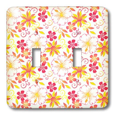 3D Rose Pretty Pink and Yellow Hawaiian Flowers Light Switch Cover - Decorative Wall Plate for Home, Bedroom, Bathroom, Kitchen (Single Toggle Size)