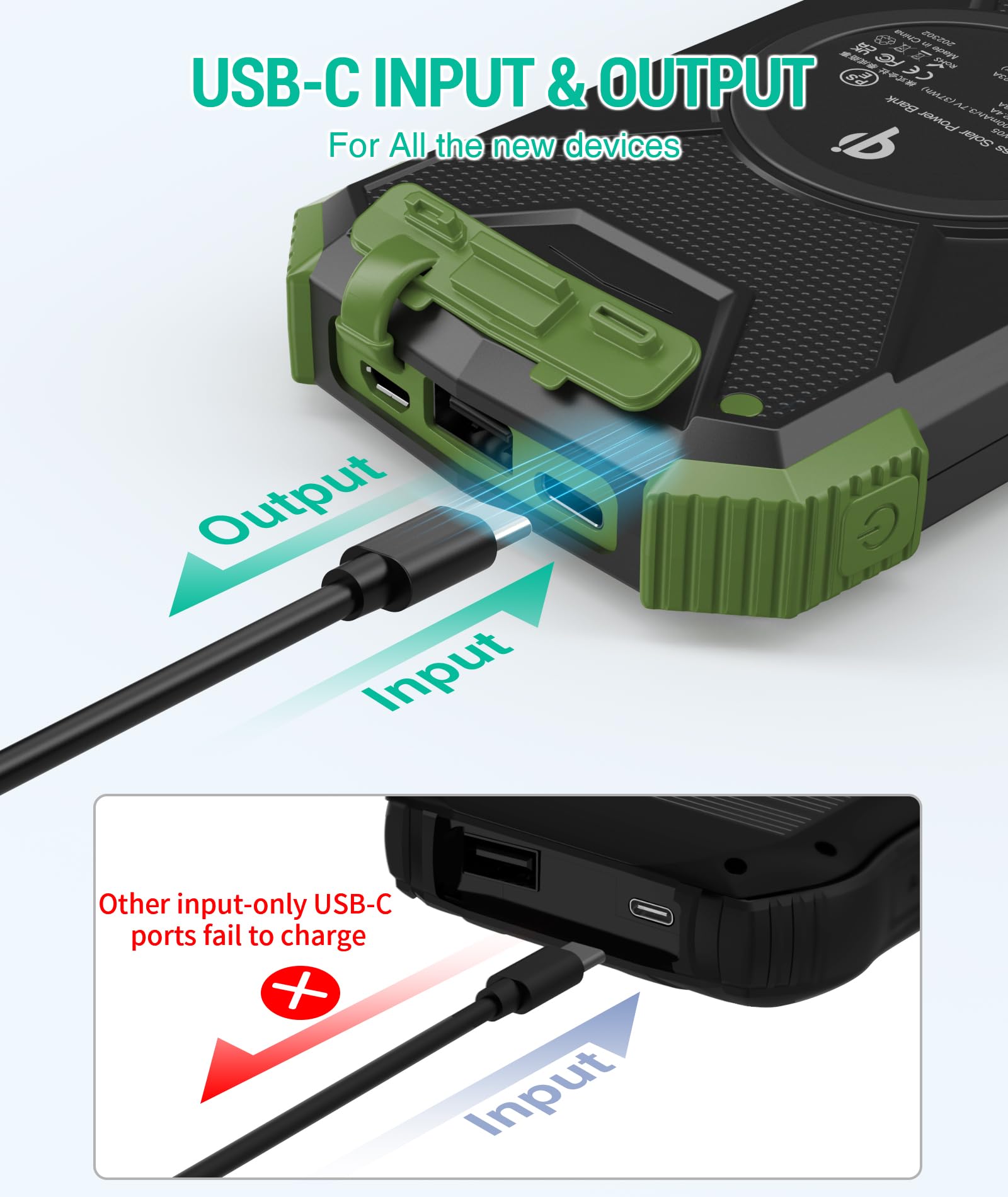 BLAVER 10,000mAh Solar Power Bank with Wireless Charging & 20W Fast Charge | Portable External Battery Pack with USB-C for iPhone, Samsung | Solar Panel Charger with Dual Flashlights for Camping, Hiking & Outdoor Adventures
