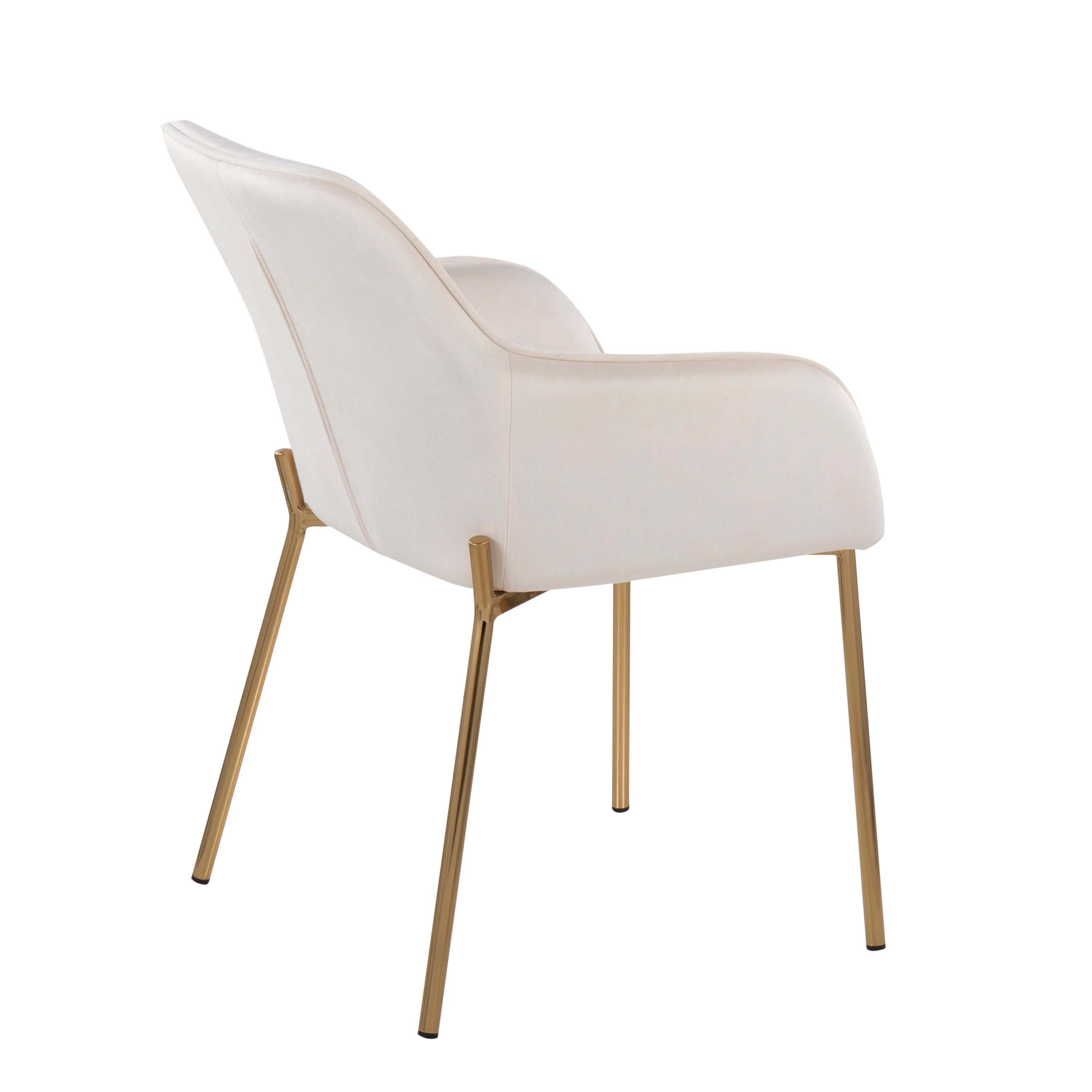 LumiSource Daniella Modern Dining Chairs - Set of 2 Gold Metal Frame with Cream Velvet Upholstery, Elegant Contemporary Seating for Dining Room, Kitchen, or Breakfast Nook