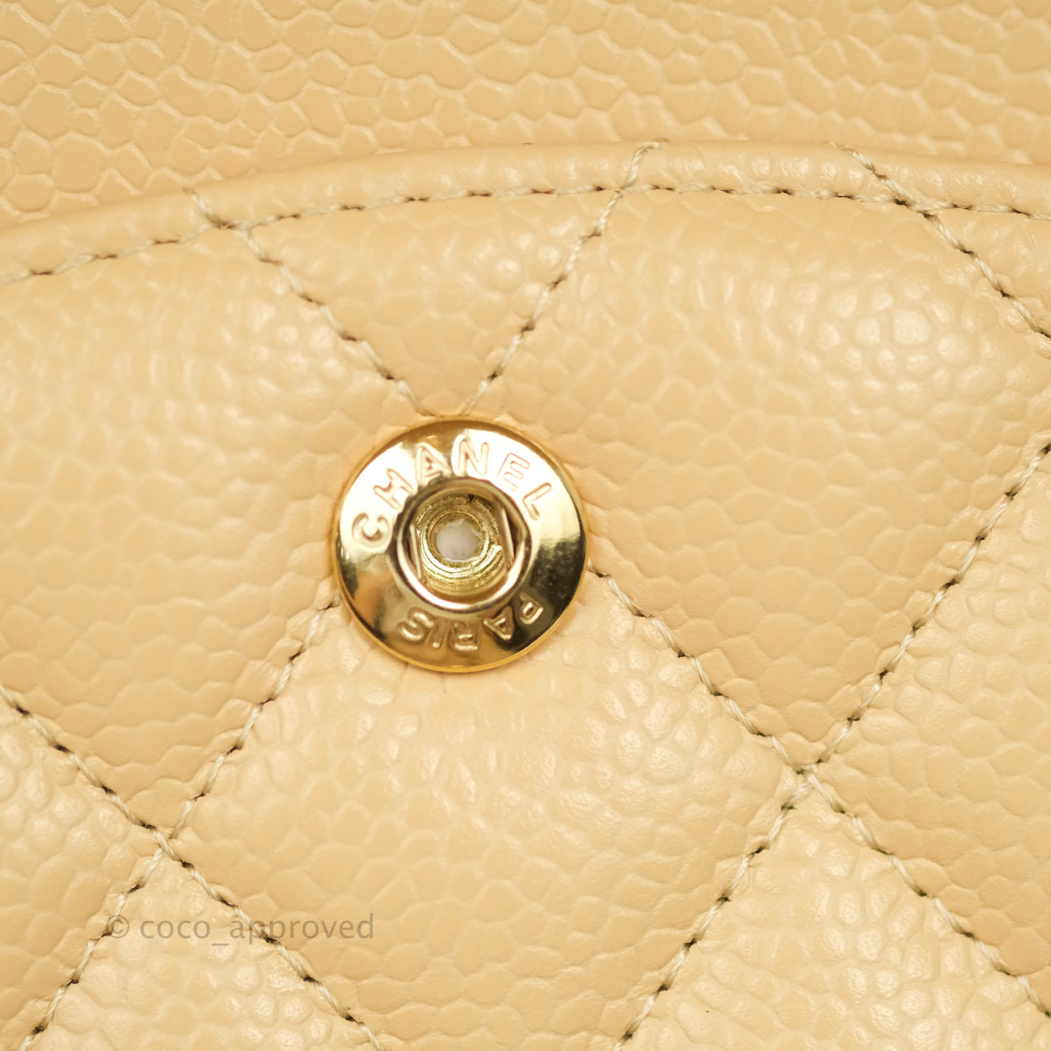 Chanel Classic Medium Double Flap Bag in Beige Caviar Leather with Gold Hardware - Luxury Designer Handbag for Women, Perfect for Work, Evening Events & Special Occasions
