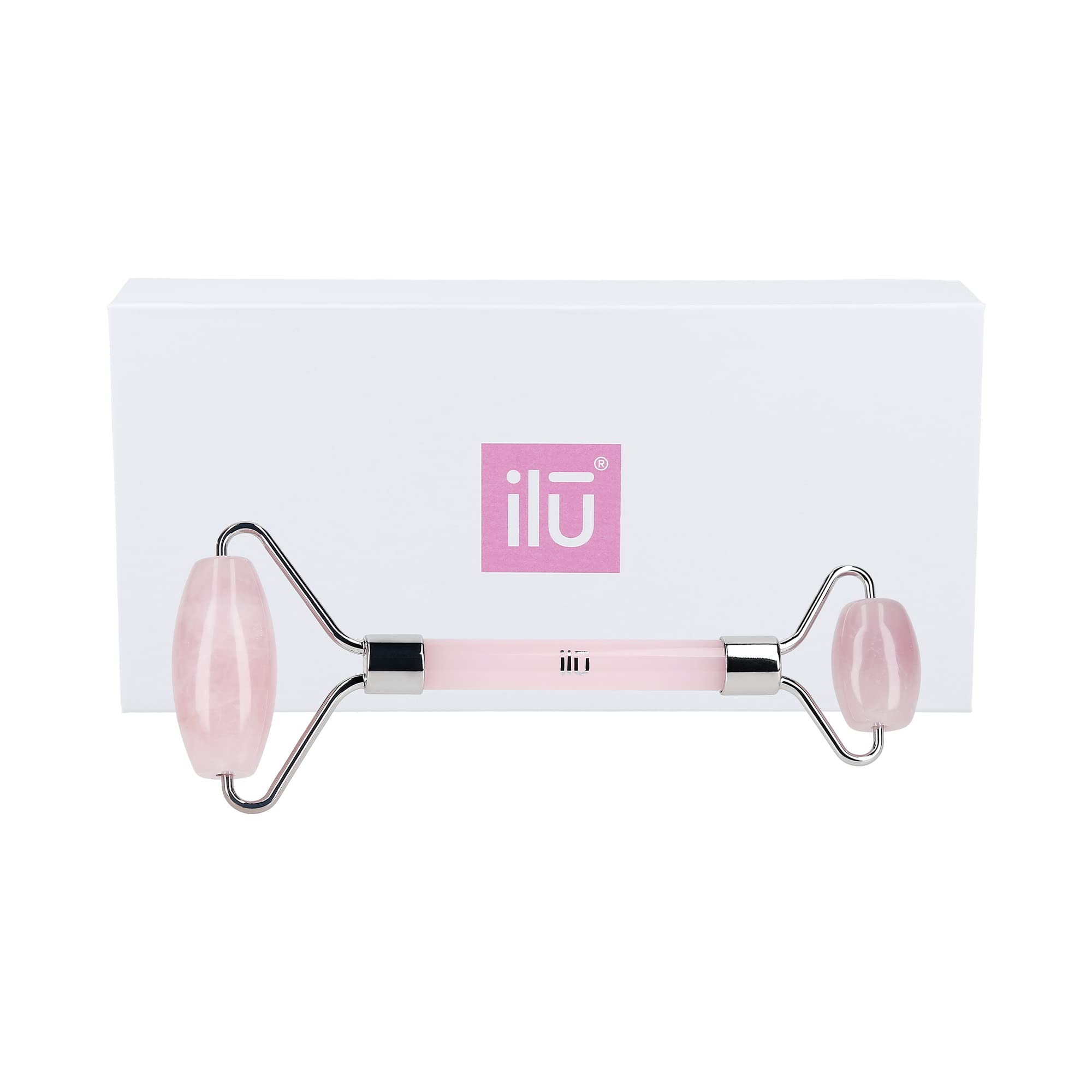 Rose Quartz Facial Roller for Face & Neck Massage - TB TOOLS FOR BEAUTY ILU MU Acc - Reduce Puffiness & Wrinkles, Improve Skin Care Routine, Perfect for Home Spa & Self-Care