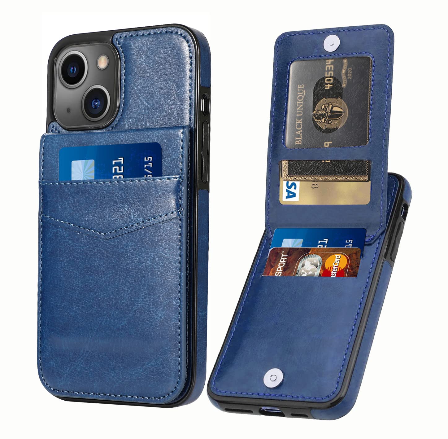 iPhone 14 Wallet Case with Credit Card Holder - PU Leather Slim Protective Cover for iPhone 14 (6.1 inch) - Blue - Perfect for Everyday Use, Travel & Business (Men & Women)
