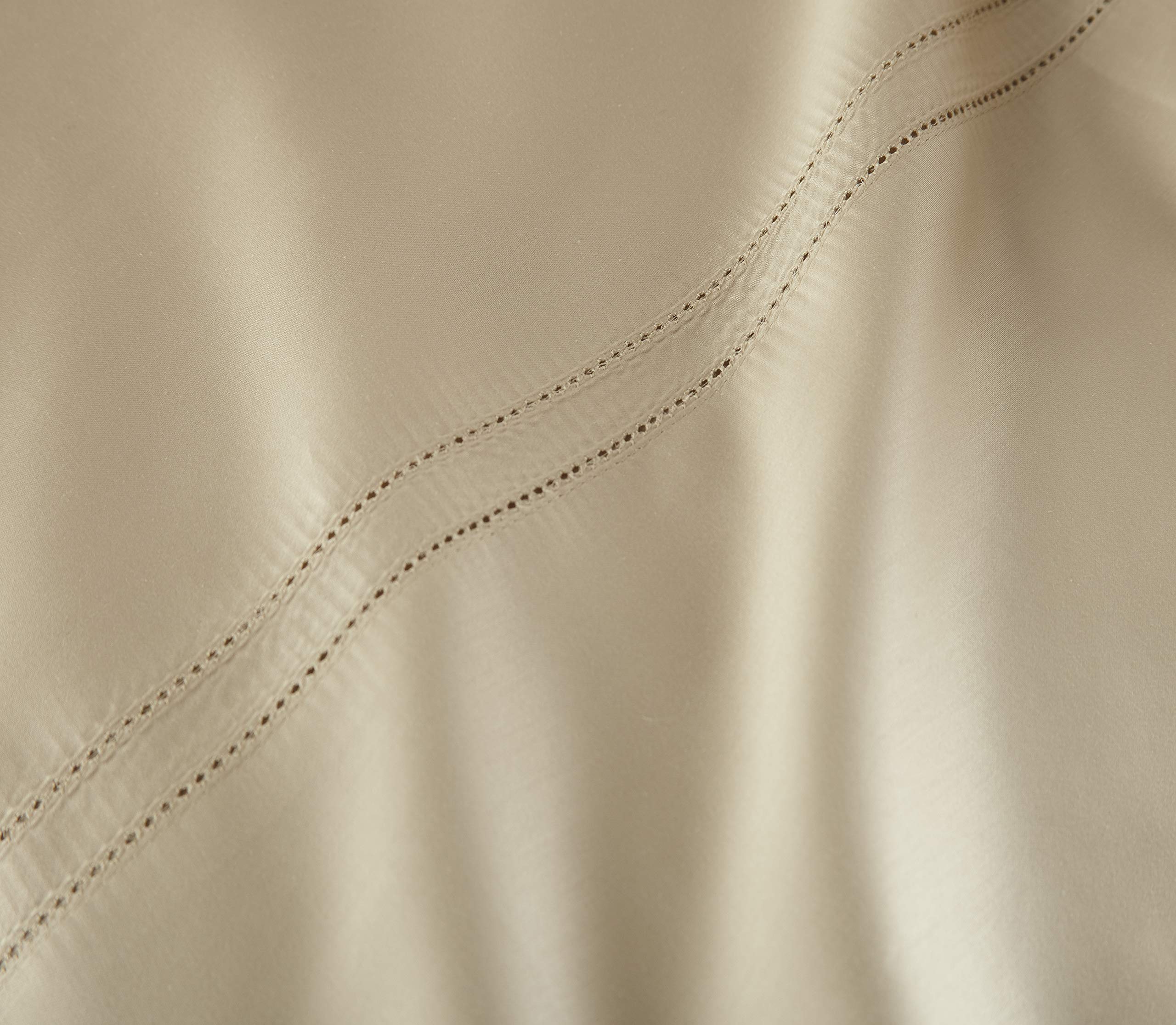 Pure Parima Luxury 100% CEA Certified Egyptian Cotton Sheet Set - Extra-Long Staple, Cooling & Breathable Queen Size Bedding with Flat Sheet, Fitted Sheet & 2 Pillowcases (Tan) - Perfect for Hot Sleepers & All-Season Comfort