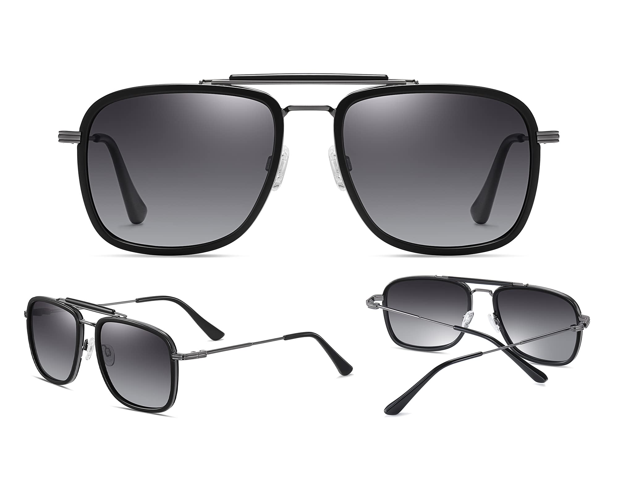 Vintage Square Polarized Sunglasses for Men & Women - Classic Alloy Frame Retro Goggles - HERO Iron Man & Spider-Man Style - Perfect for Driving, Beach, Outdoor Sports & Cosplay