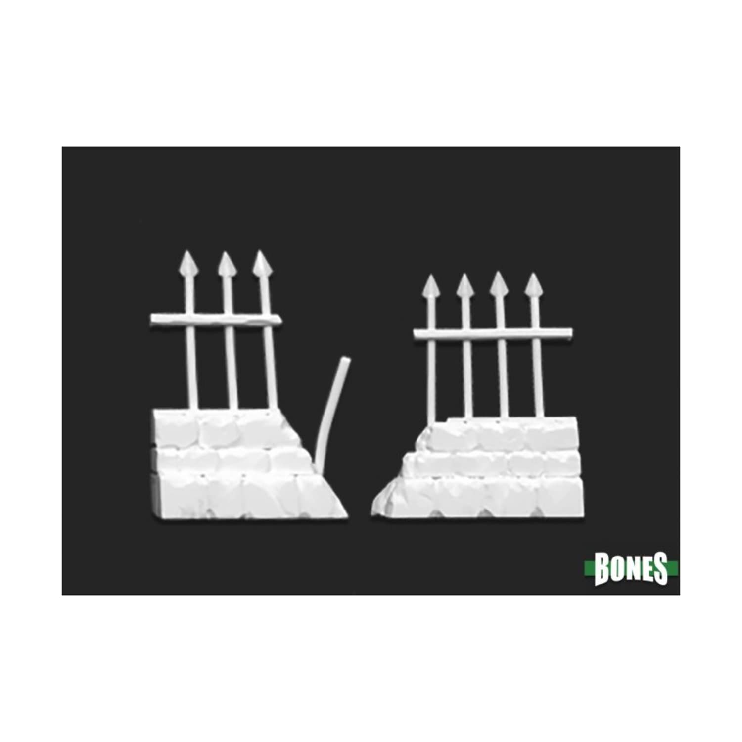 Reaper Miniatures Graveyard Ruined Fences (2-Pack) #77528 Unpainted Plastic Miniatures for Tabletop RPG, D&D, and Wargaming Scenery