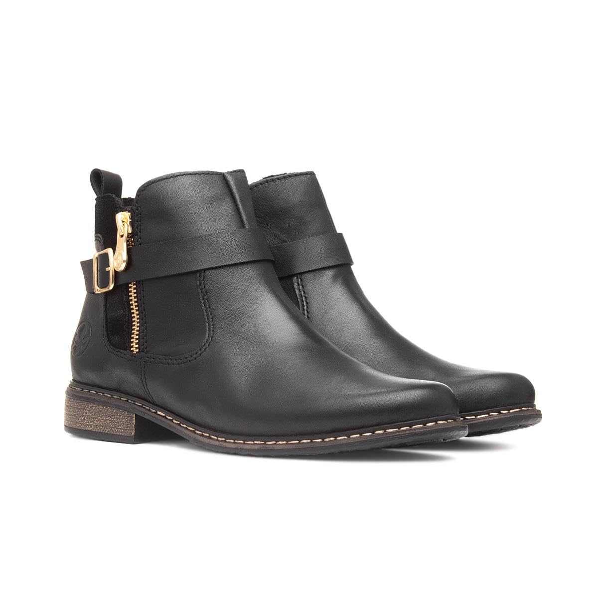 Rieker Women's Z4959-00 Lugano Side Buckle Ankle Boots - Comfortable & Stylish Winter Boots for Women, Perfect for Office, Casual Outings & Cold Weather