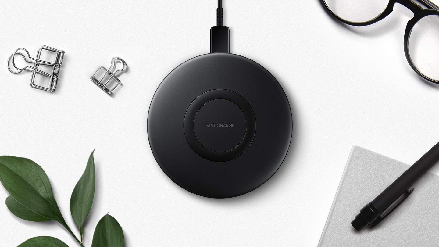 Samsung EP-P1100TBEGUS Qi-Certified 7.5W Fast Wireless Charging Pad with Wall Adapter - Slim Design for iPhone, Galaxy & Qi-Enabled Devices | Perfect for Home, Office & Nightstand Charging