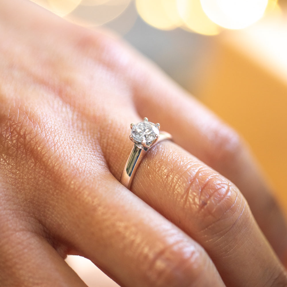 1.00 Carat 18K Gold Solitaire Diamond Engagement Ring with 6-Prong Setting - Perfect for Proposals, Anniversaries & Special Occasions