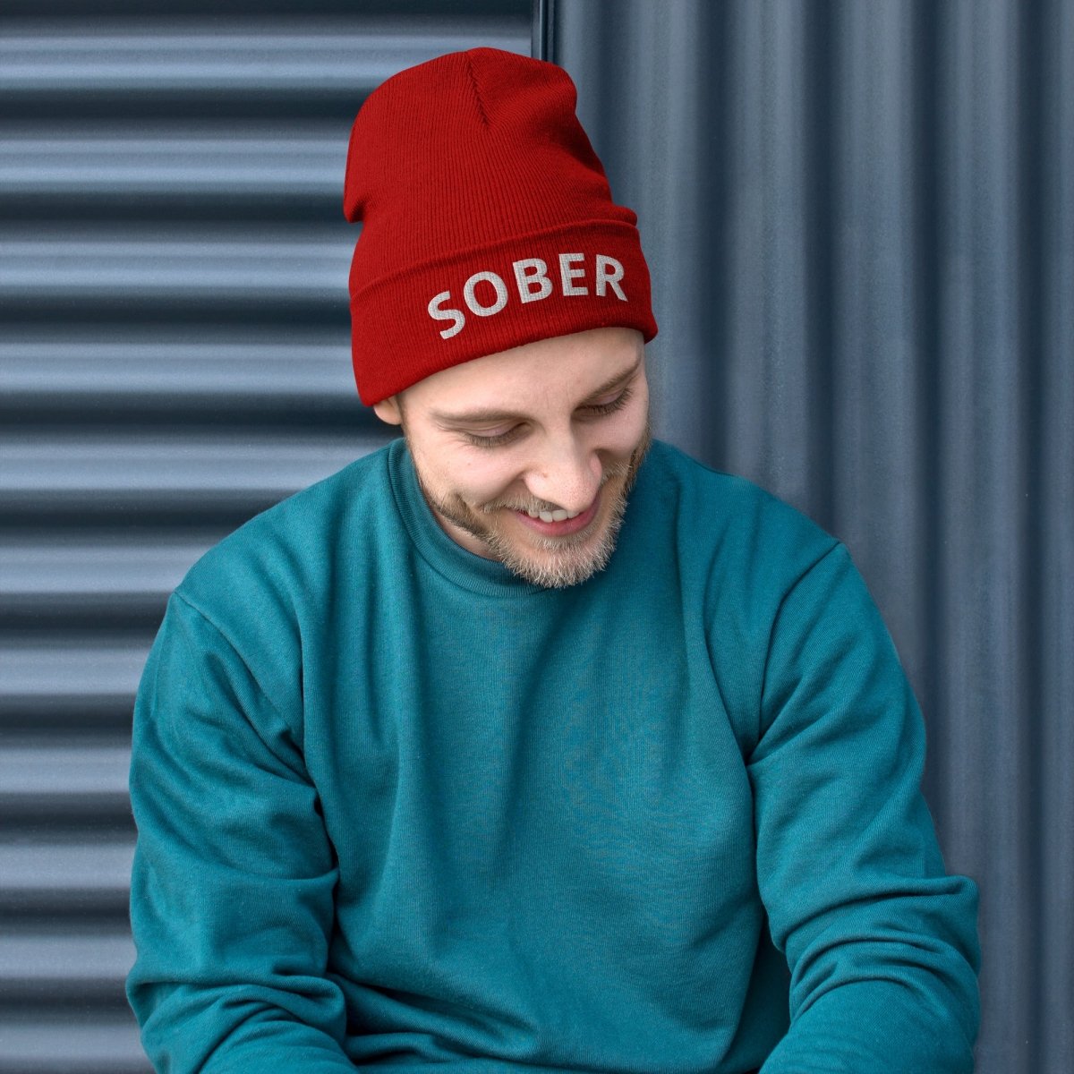 SOBER Embroidered Beanie - White Thread - Multiple Color Options for Men & Women - Perfect for Winter, Streetwear & Casual Outfits