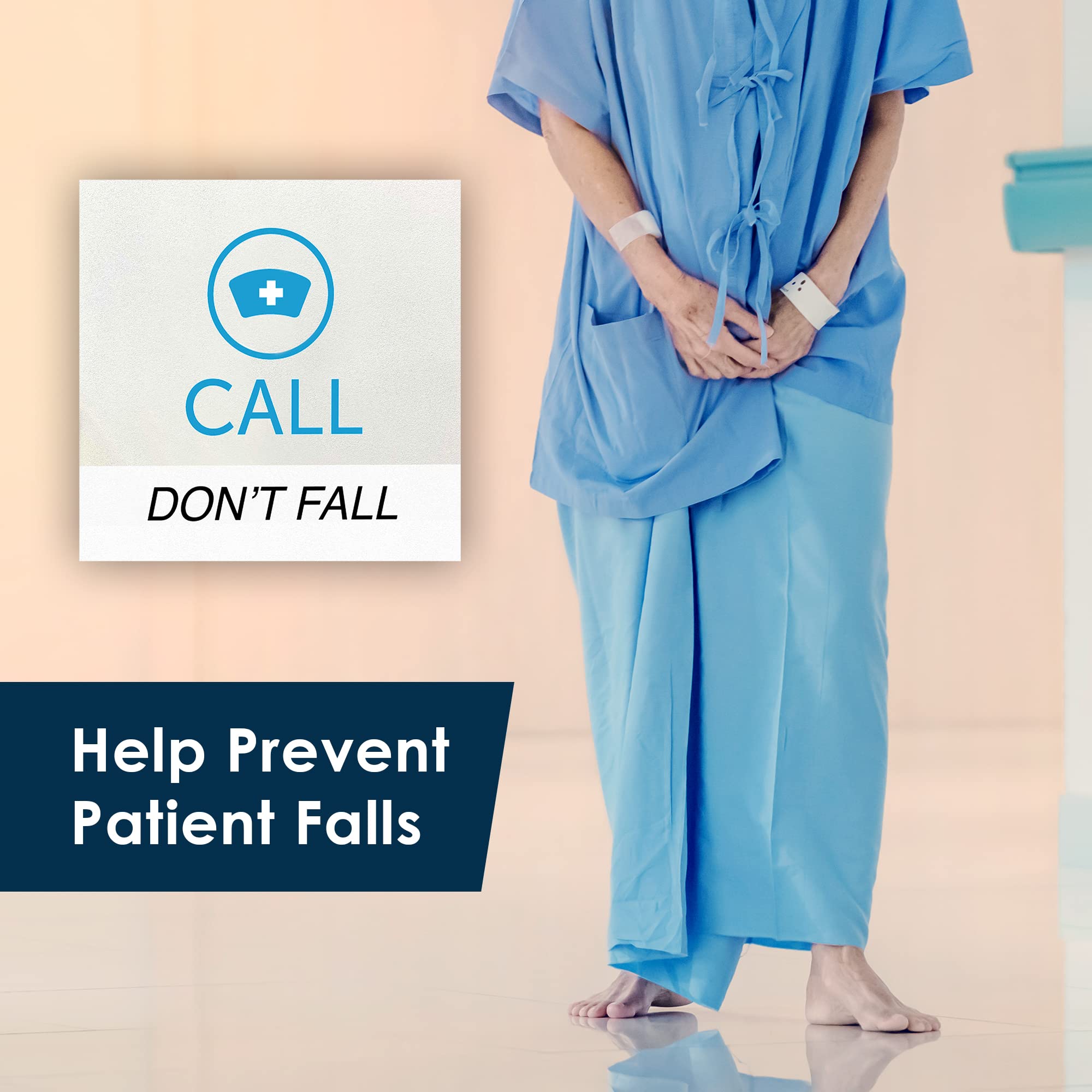 Spanish 'Call Don't Fall' Healthcare Safety Acoustic Ceiling Tiles - Yellow | Non-Slip Hospital Flooring Solution for Patient Rooms & Nursing Homes
