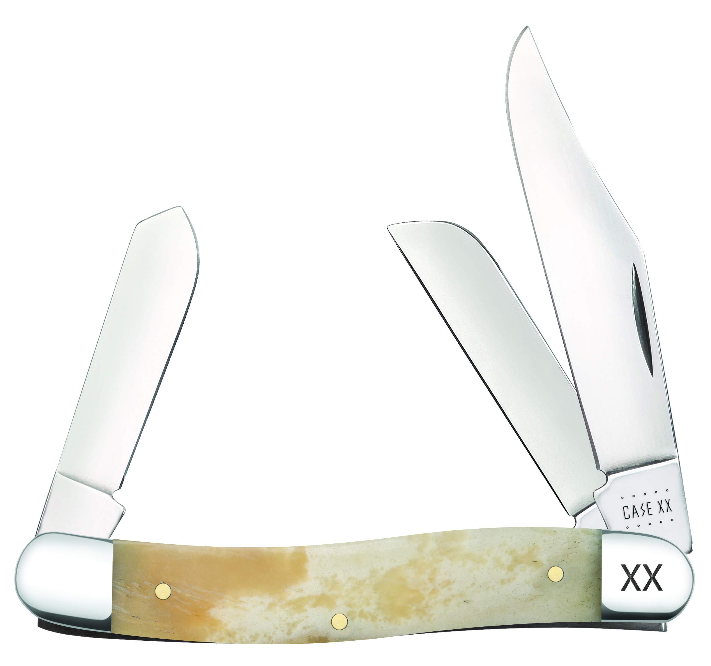 Case XX Smooth Natural Giraffe Bone Medium Stockman Stainless Steel Pocket Knife - EDC, Camping, Hiking & Outdoor Survival Tool