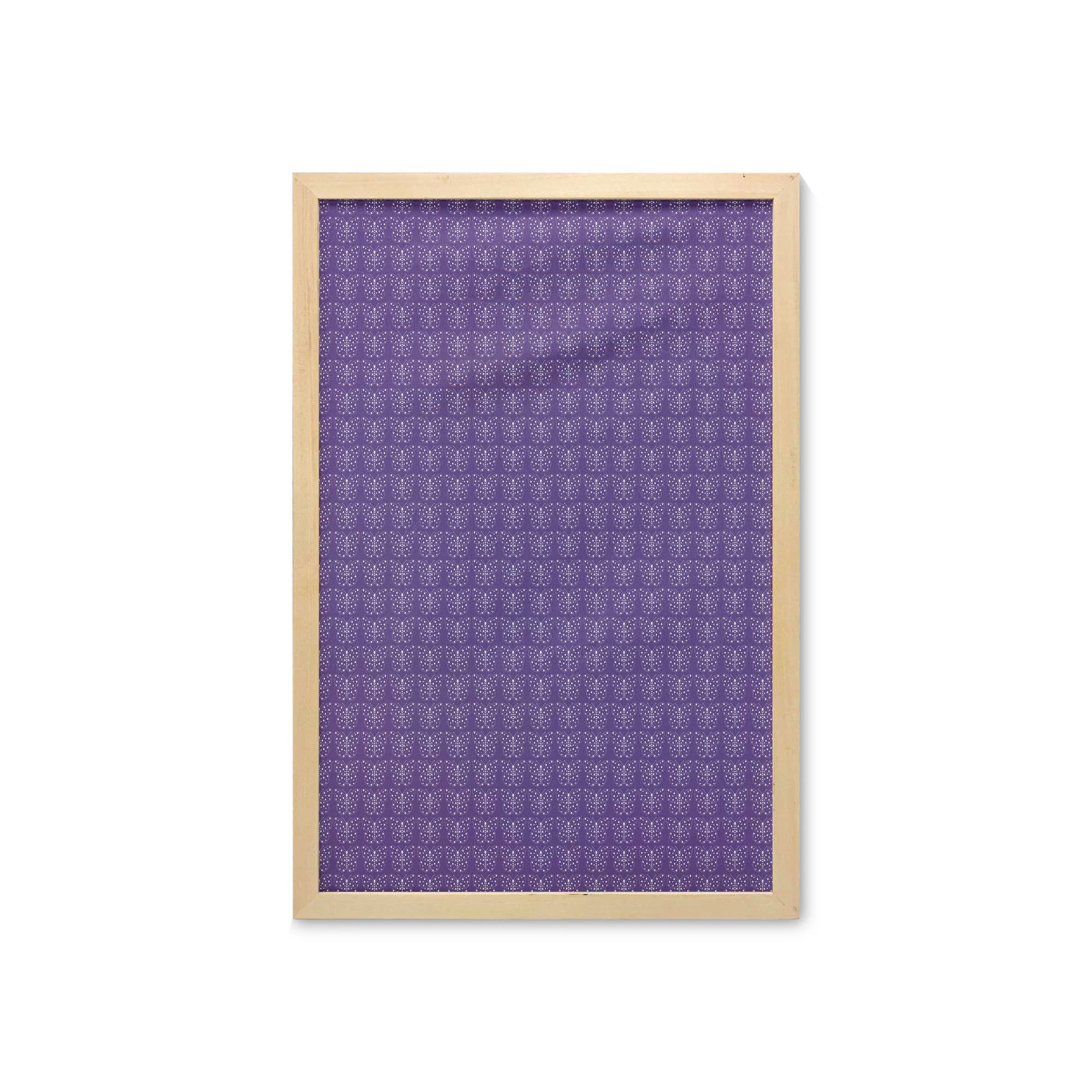 Ambesonne Abstract Butterfly Wall Art with Frame - Violet & White Polka Dot Animal Print Fabric Poster for Bathroom, Living Room, Dorm Decor - 23x35 Inches - Perfect for Spring Home Decor & Gift Ideas