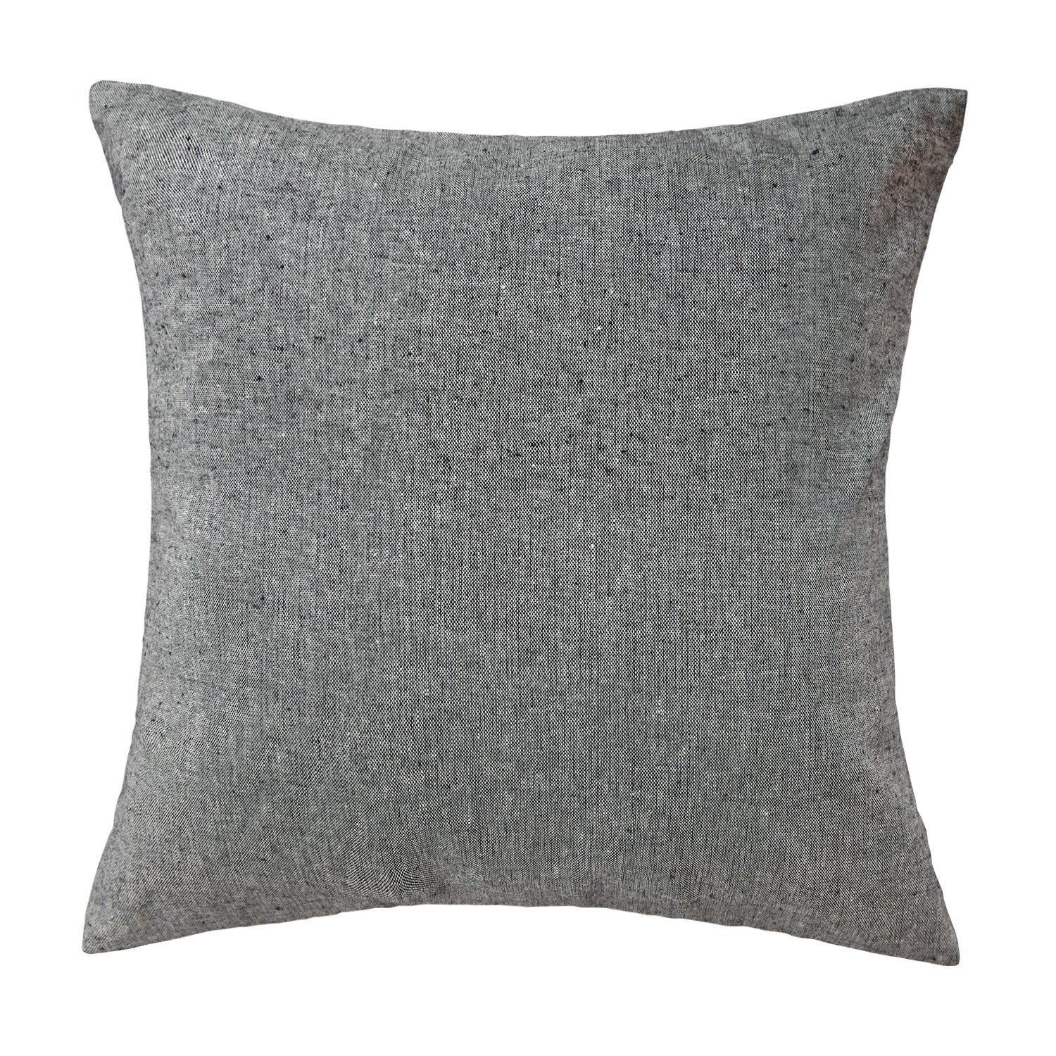 Deconovo 18x18 Inch Recycle Cotton Throw Pillow Covers - Soft Handmade Cushion Cases with Invisible Zipper for Sofa, Couch & Bed - Black Melange - Perfect for Living Room Decor, Home Styling and Comfort