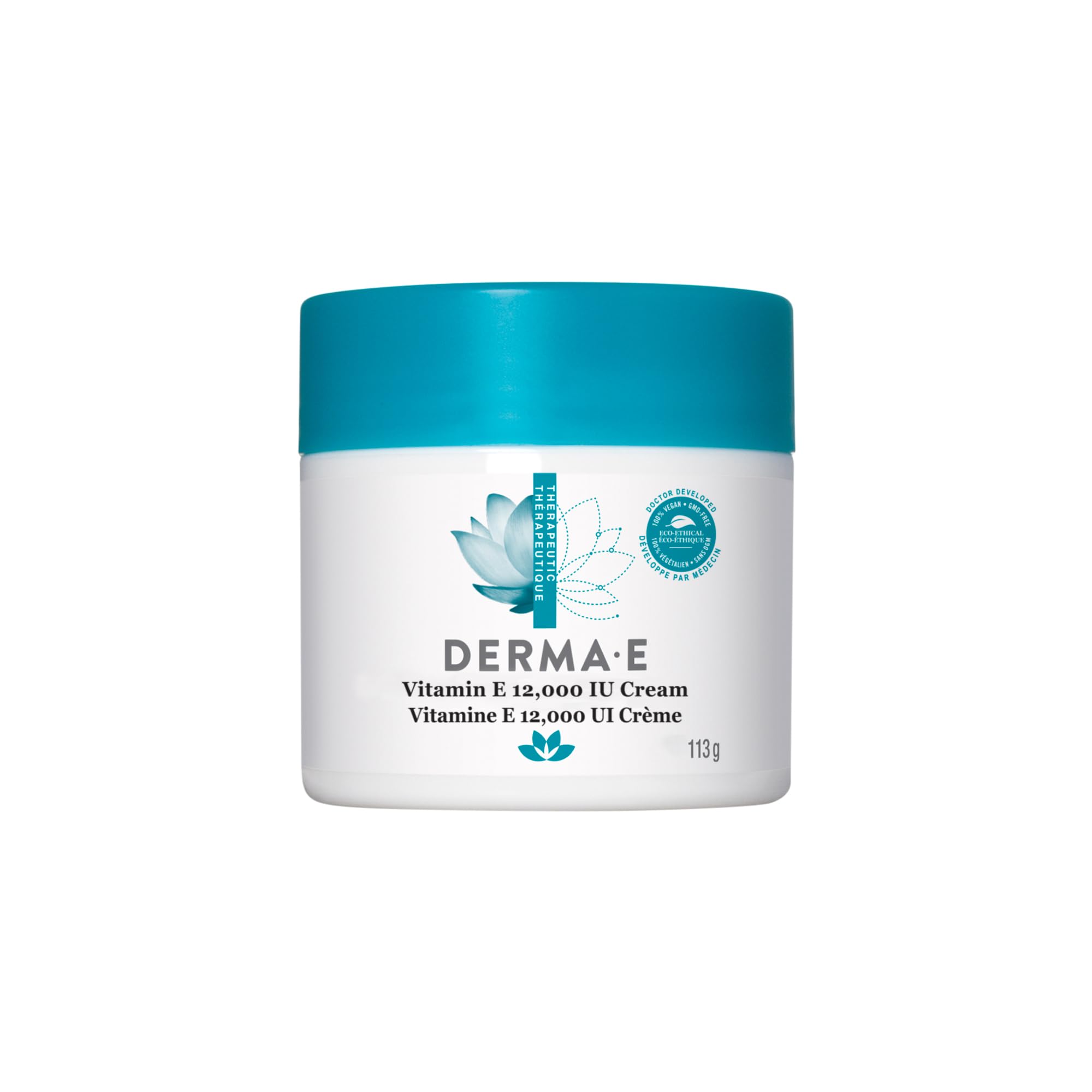 Derma E Vitamin E 12,000 IU Cream - Intense Moisturizing Face & Body Cream for Dry Skin - Multi-Purpose Hand Cream & Body Lotion with Antioxidants - Soothes, Protects & Hydrates Skin - 4 oz - Perfect for Daily Skincare Routine & Nighttime Repair