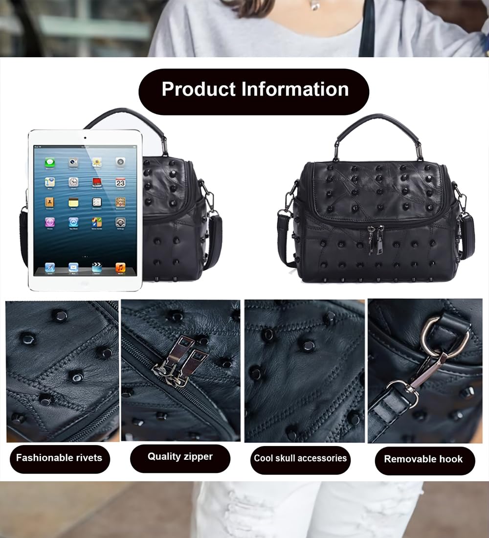 Panlom Black Gothic Shoulder Bag for Women - Stylish Crossbody Purse with Adjustable Strap, Perfect for Travel, Work & Daily Use