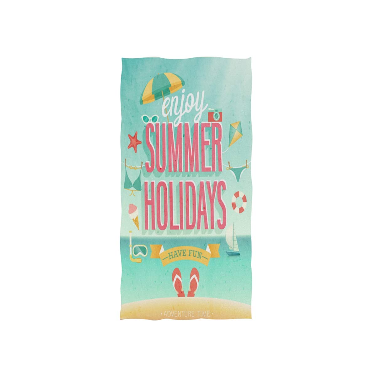 Vintage Summer Beach Flip Flop Hand Towel - Soft Absorbent Cotton Multipurpose Towels for Yoga, Gym, Spa, Face, Bathroom & Kitchen - 15x30 Inch Home Decor Set - Perfect for Beach Outings, Poolside Lounging & Hotel Use