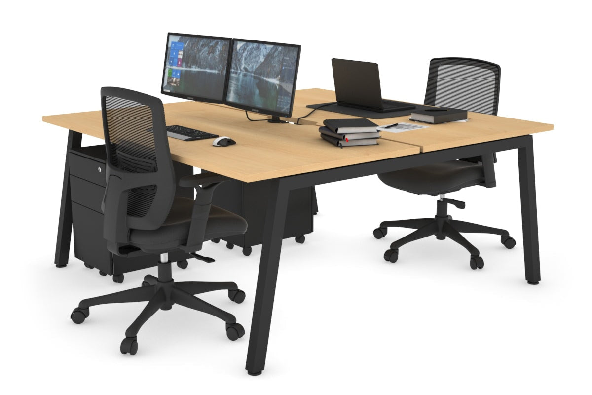 Quadro 2-Person Office Workstation Desk - 1600L x 800W with Cable Management - Perfect for Collaborative Workspaces & Home Offices