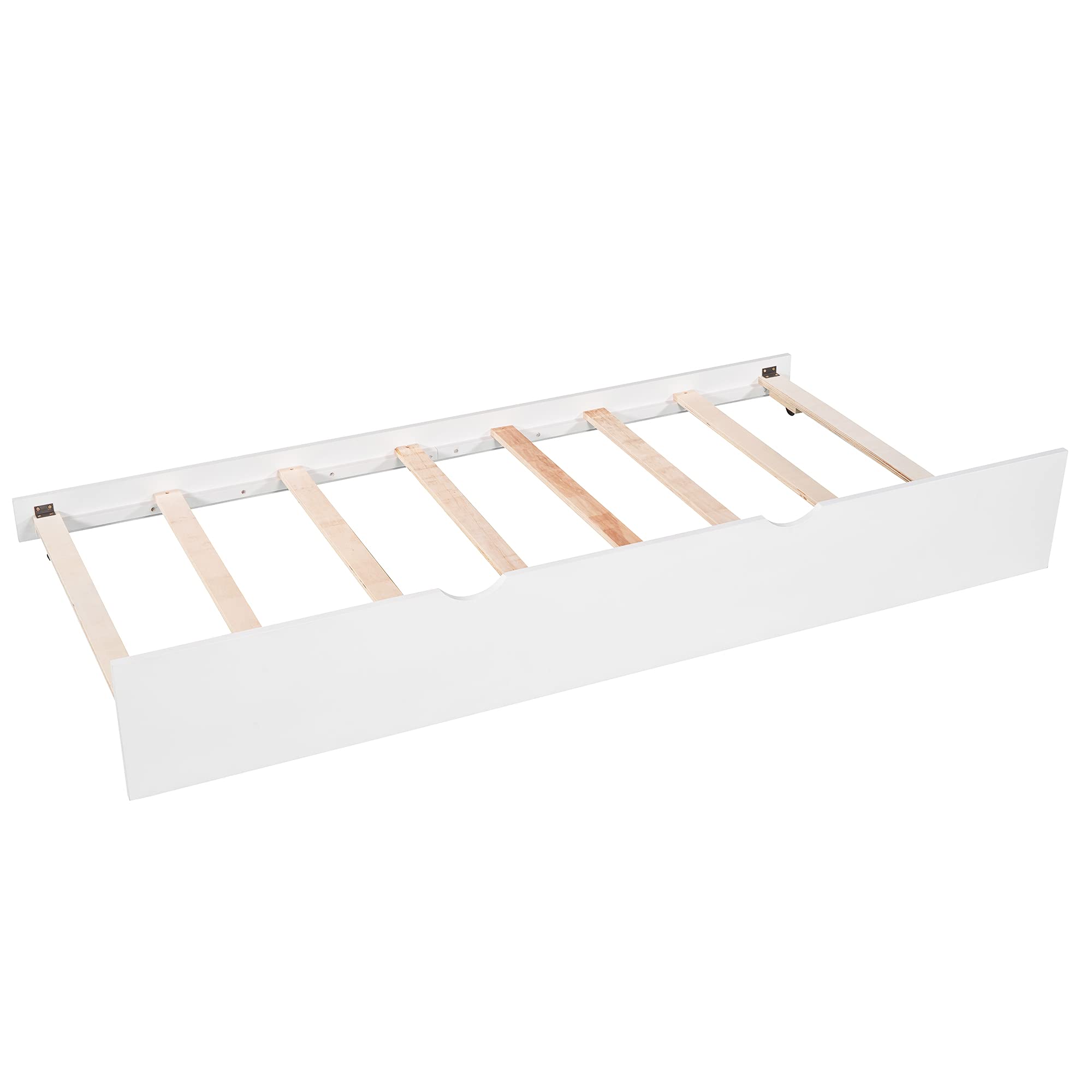 L-Shaped Wooden Twin Bed Frame with Desk & Storage Drawers - 3-in-1 Convertible Platform Bed with Trundle for Kids - Space-Saving Study & Sleep Solution for Small Bedrooms - White