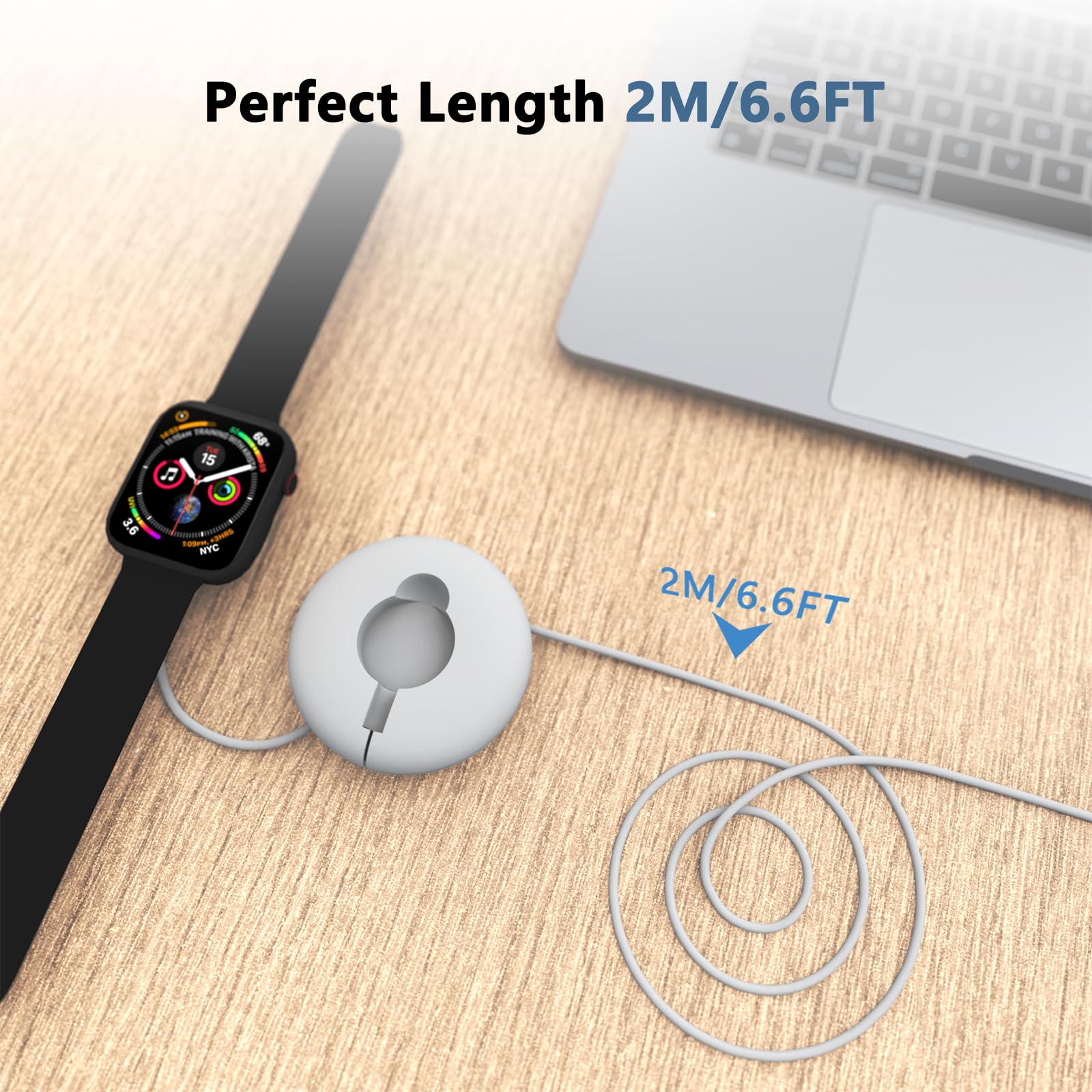 2-Pack Apple Watch Charger with 6.6ft USB-A Cable | Portable Charging Case Included | Compatible with All Apple Watch Series | Perfect for Travel, Gym & Daily Use