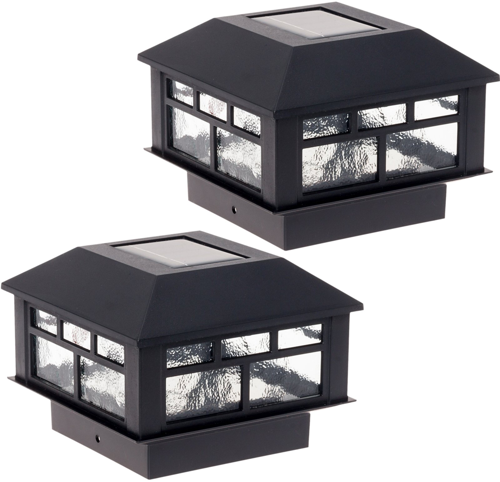 GreenLighting Solar Post Cap Lights 4x4 5x5 - Waterproof Outdoor Solar LED Fence Lights for Wood & Vinyl Posts - Modern Deck Lighting (2 Pack, Black) - Perfect for Patio, Garden, Pathway & Backyard Decoration