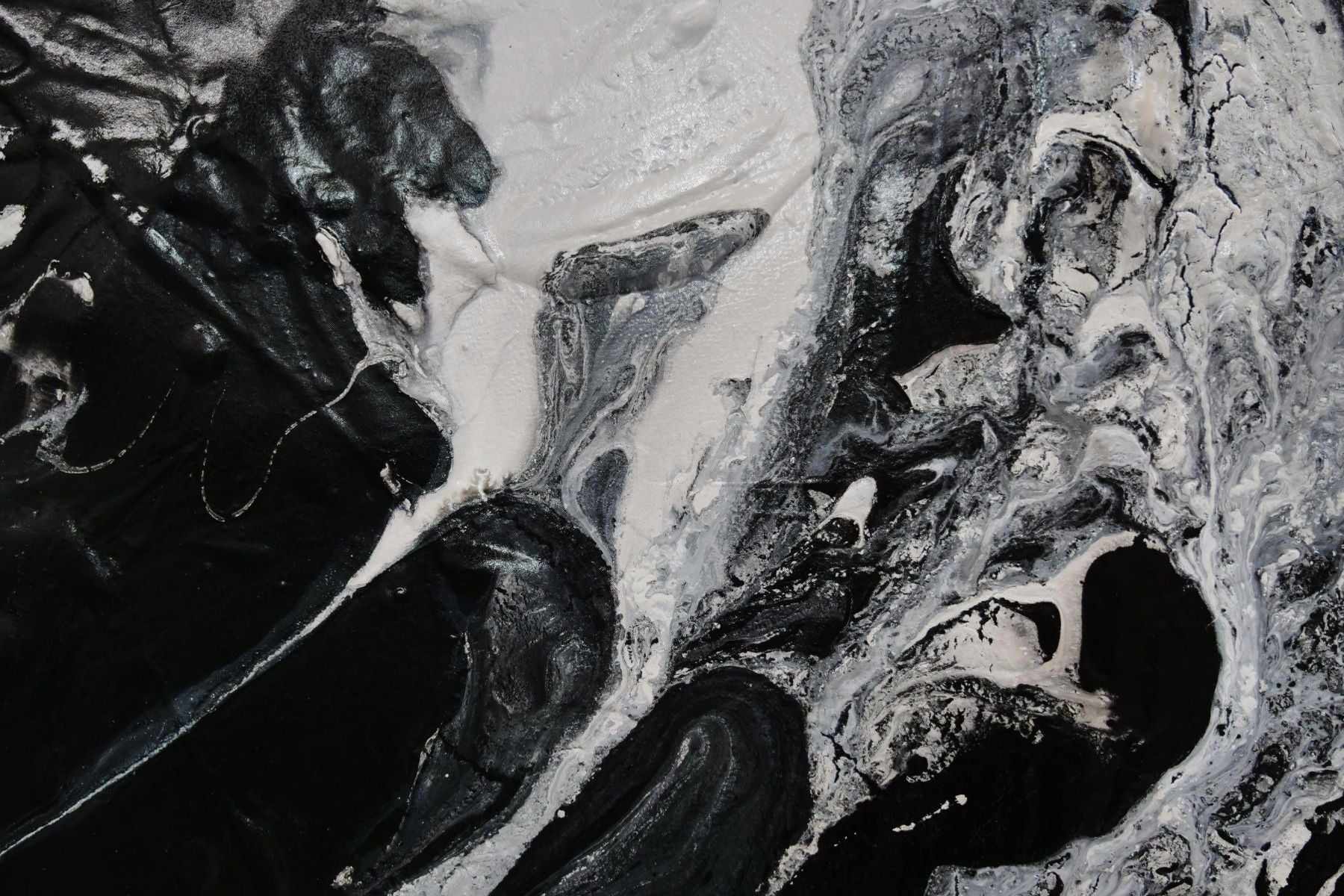 120cm x 120cm Black White Marbled Abstract Textured Canvas Wall Art - Modern Home Decor for Living Room, Bedroom & Office