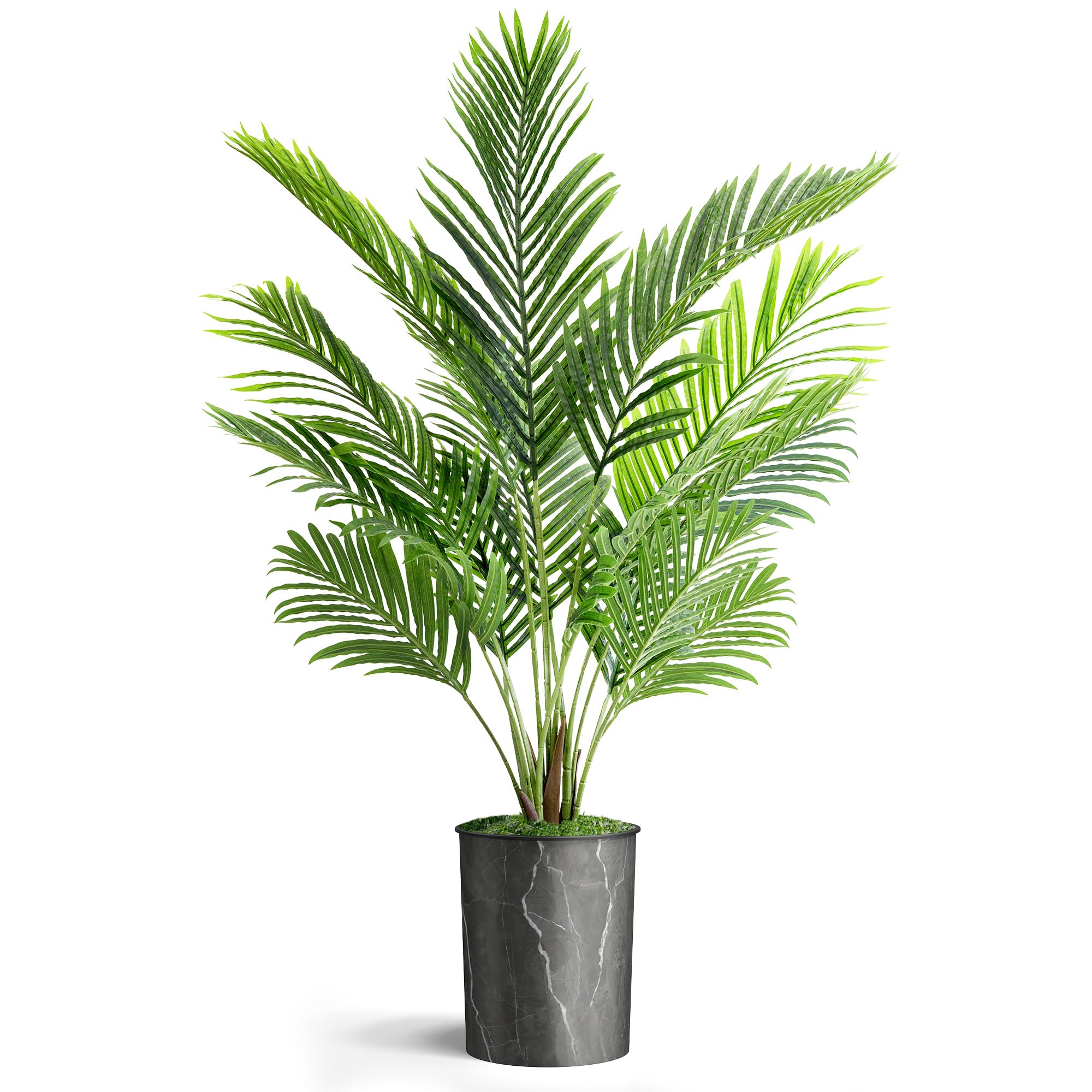 Modern Granite Effect Planter with Artificial Areca Palm Tree - 57
