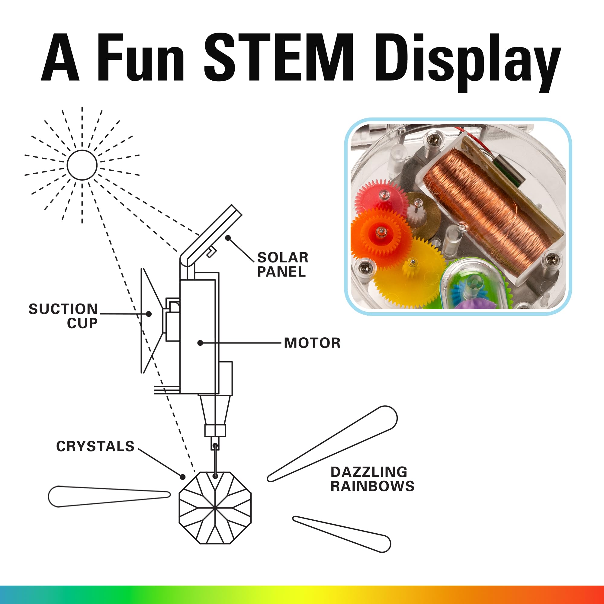 Kikkerland Solar Powered Rainbow Maker – Window Prism Suncatcher for Home Decor, Unique Crystal Gift for Christmas & Birthdays – Creates Beautiful Rainbows in Sunlight – Perfect for Living Rooms, Bedrooms & Kids' Rooms
