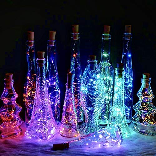 SmilingTown 15-Pack Wine Bottle Cork Lights - 10 LED 40-Inch Battery Operated Silver Wire Fairy String Lights for Party, Christmas, Halloween & Wedding Decorations - Perfect for Home Bars, Restaurants, and Outdoor Entertaining