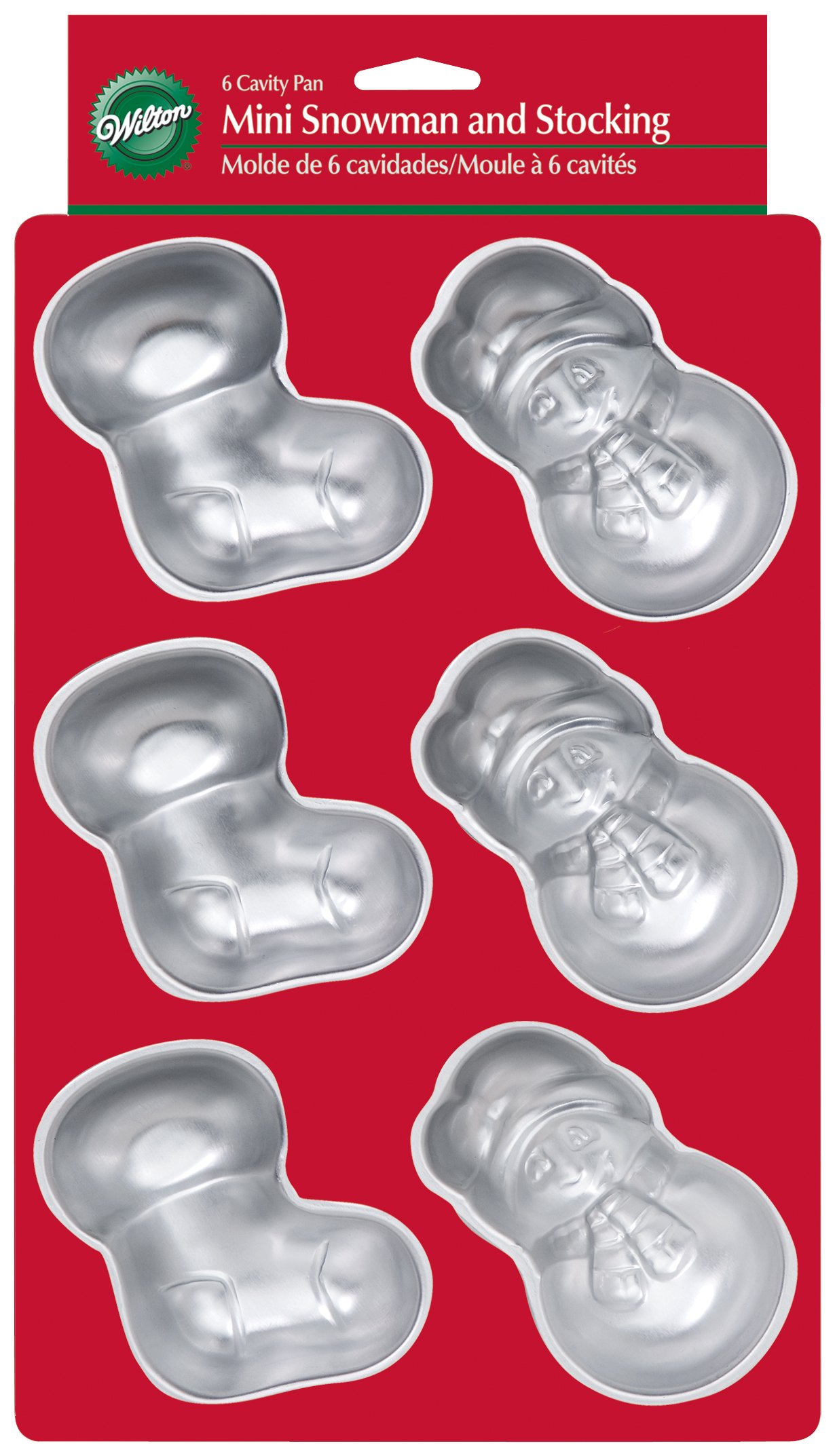 Wilton 6 Cavity Snowman Stocking Pan - Premium Non-Stick Baking Mold for Christmas Cookies, Cupcakes & Treats - Perfect for Holiday Baking, Party Desserts & DIY Gifts