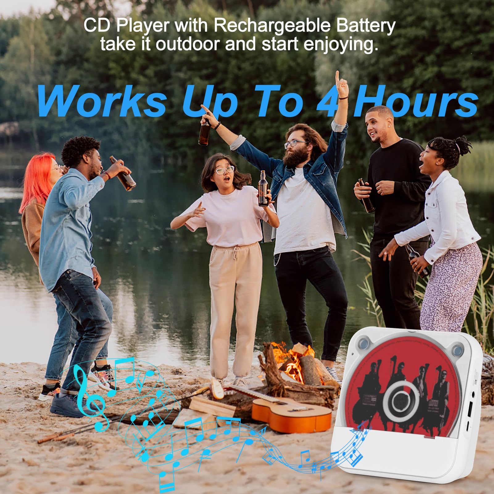 Lehwey Portable CD Player with Bluetooth 5.1 & Speakers - Rechargeable Mini Desktop Music Player, FM Radio, Anti-Skip Protection, Remote, Aux - Perfect for Home, Office, and Kpop Enthusiasts