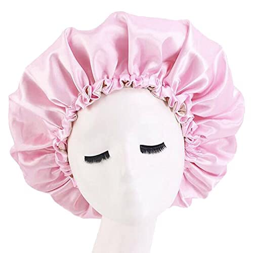 Silk Bonnet for Sleeping - 100% Natural Silk Hair Wrap & Scrunchies Set for Women - Soft Silk Sleeping Cap & Ponytail Holder for Hair Care - Perfect for Nighttime, Travel & Salon Use (Pink)