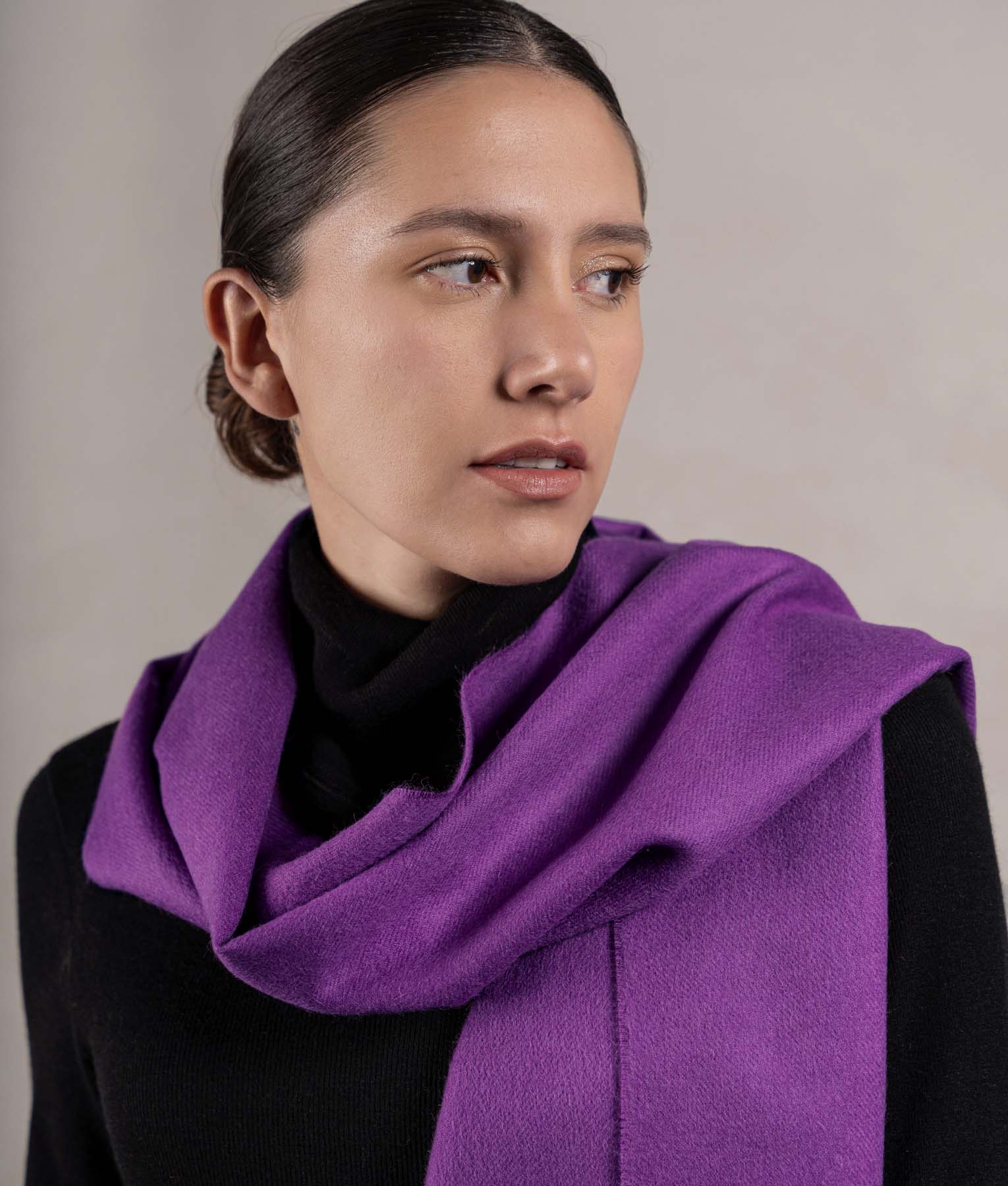 Long Brushed Scarf in Dahlia Purple - Soft Winter Wrap for Women - Perfect for Cold Weather, Office, and Evening Outfits