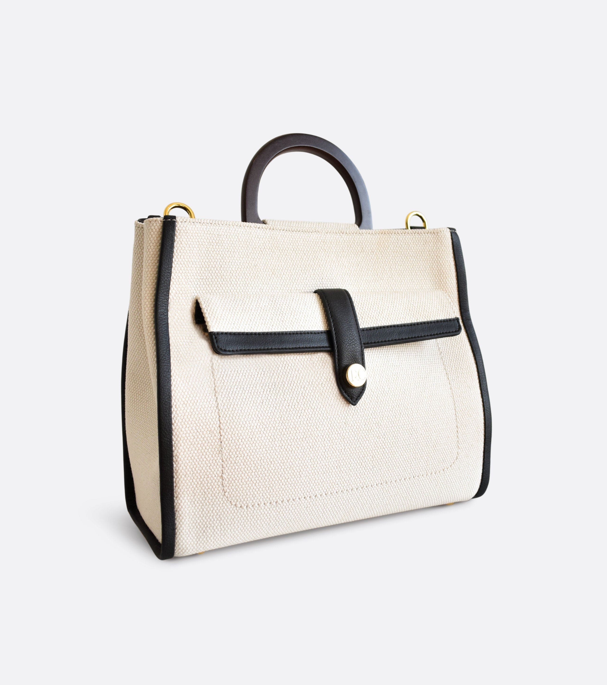 Organic Canvas Crossbody Bag for Women - Midi Dune Style in Black & White | Perfect for Travel, Shopping & Everyday Use